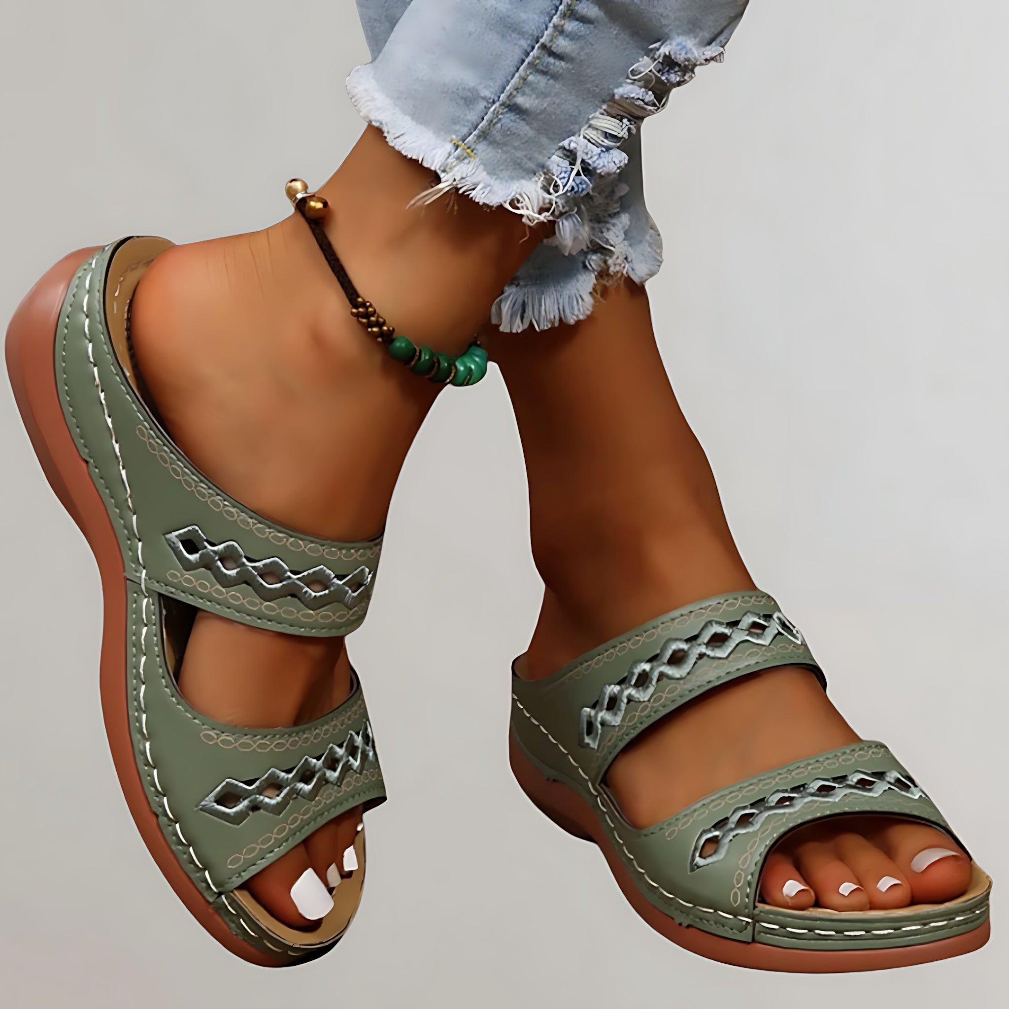 Adelaide – Cutout Low Wedge Slide Sandals