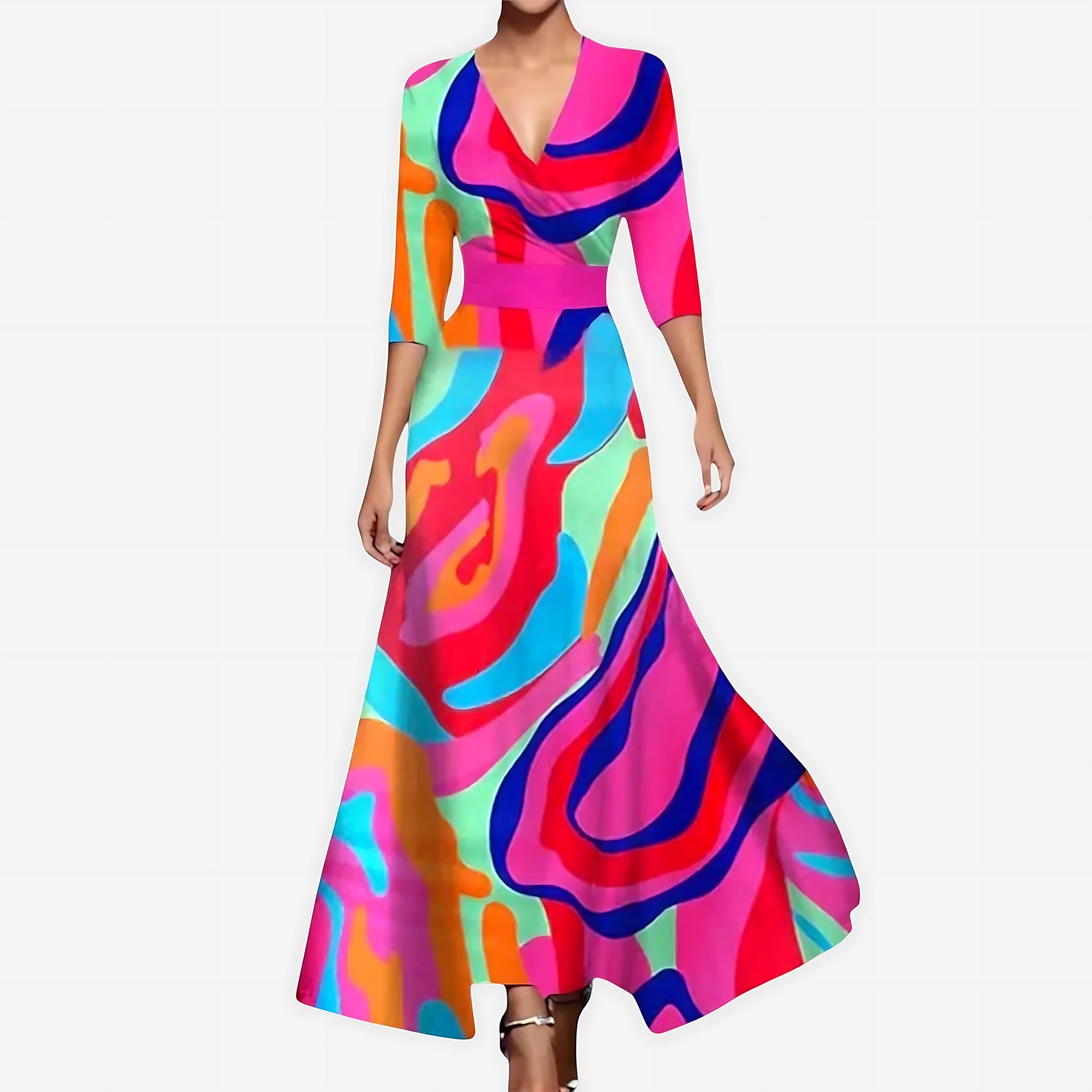 Adelaide – Floral Print Wrap Long Sleeve Maxi Dress