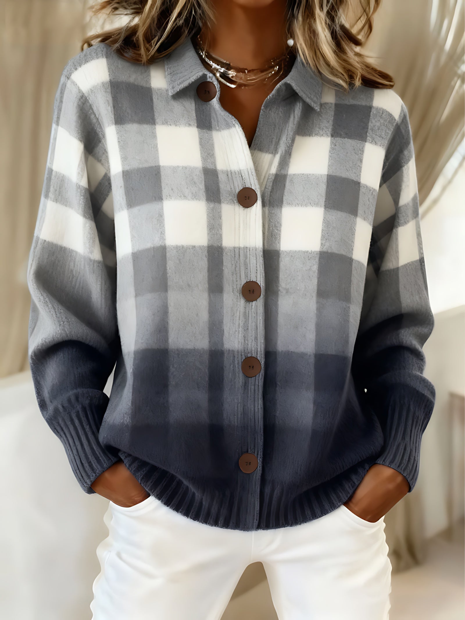 Adelaide – Plaid Button Up Collared Shirt
