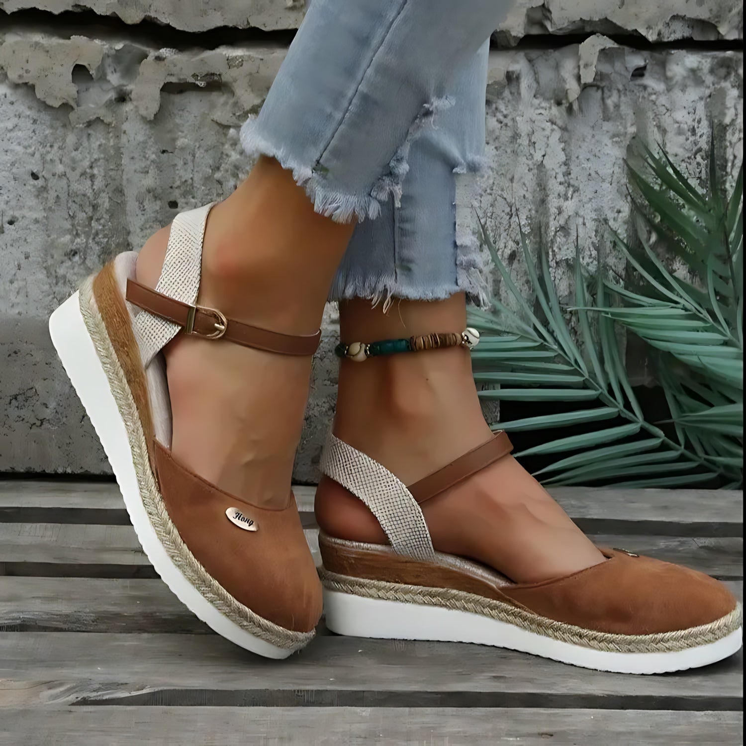 Adeline – Espadrille Closed Toe Wedge Sandals