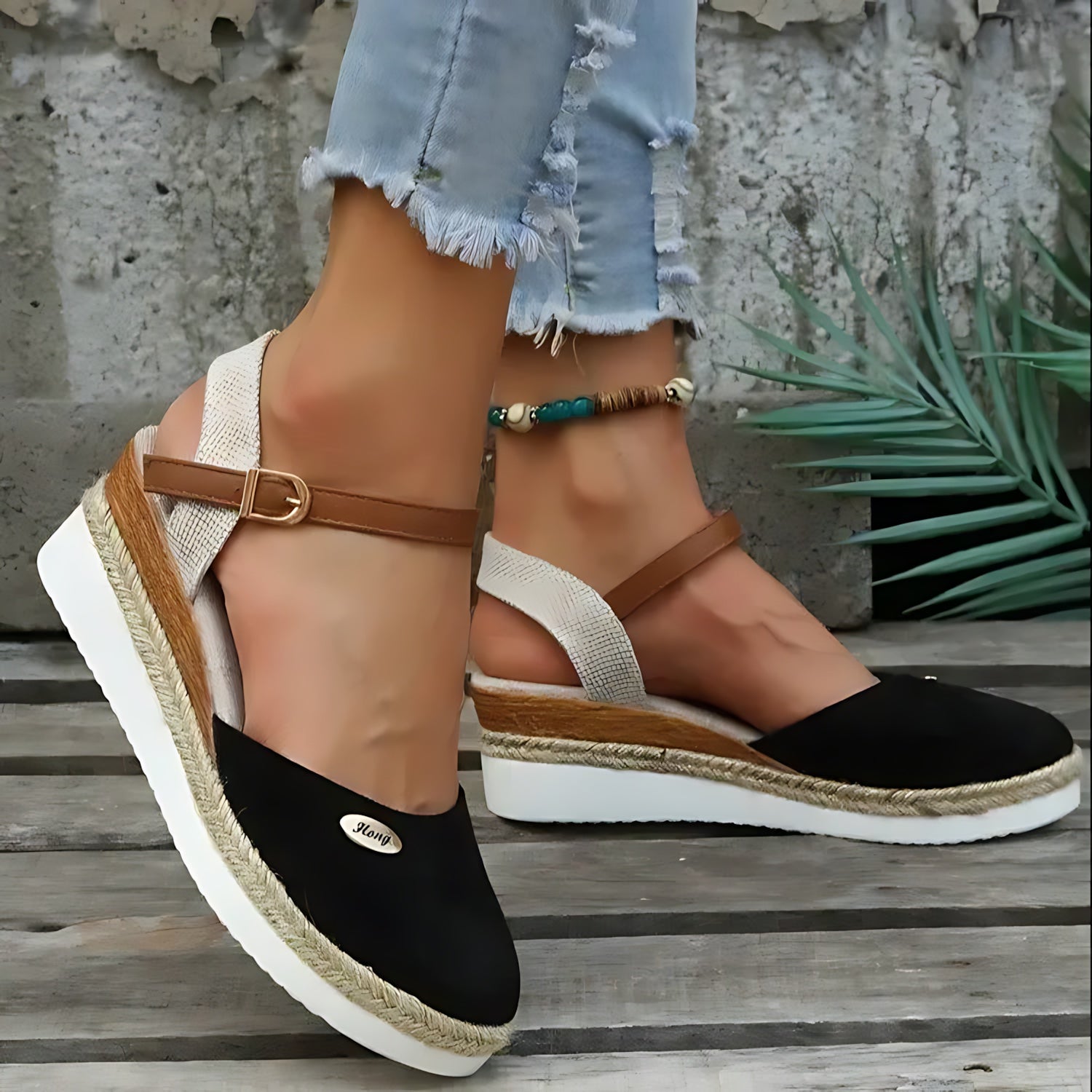 Adeline – Espadrille Closed Toe Wedge Sandals