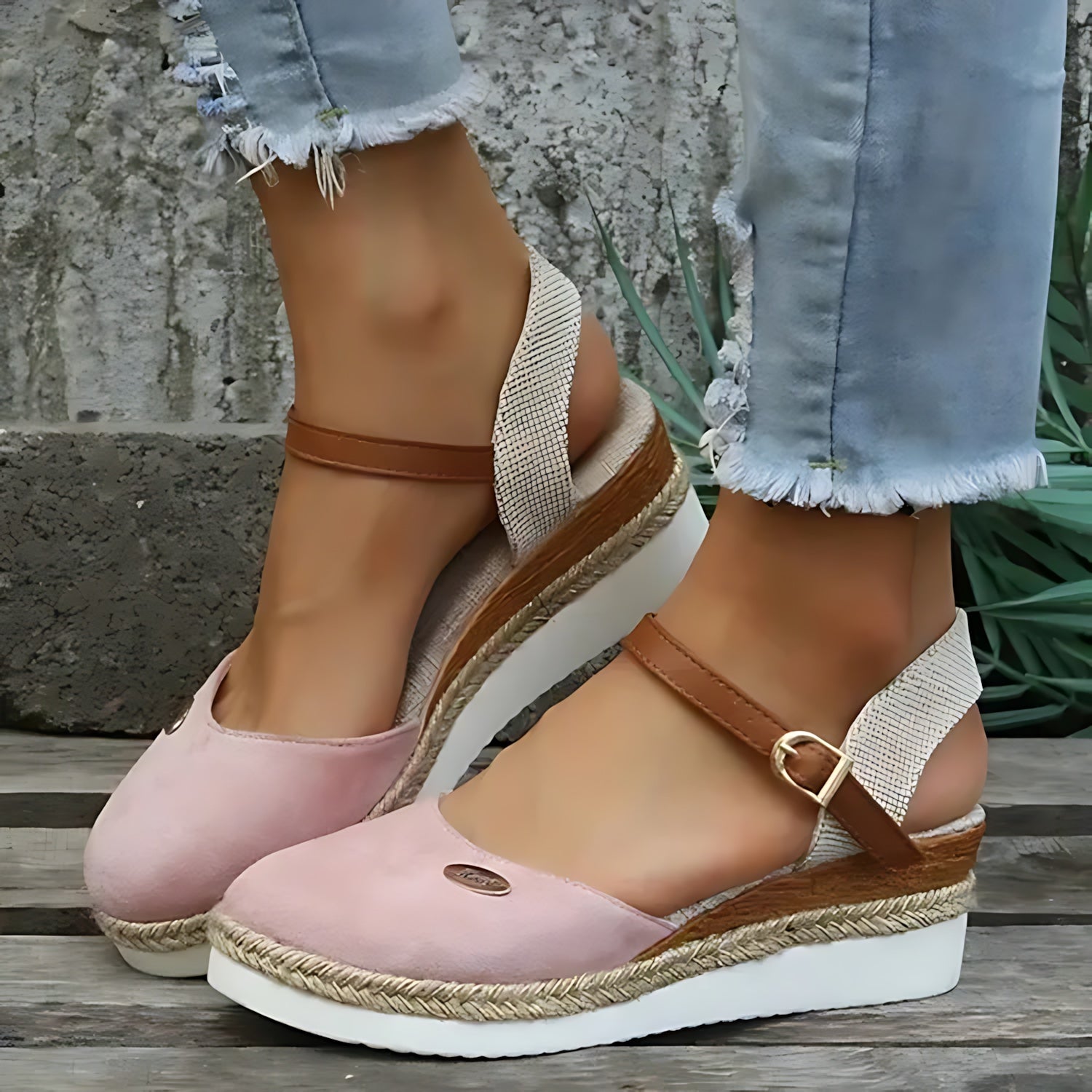Adeline – Espadrille Closed Toe Wedge Sandals