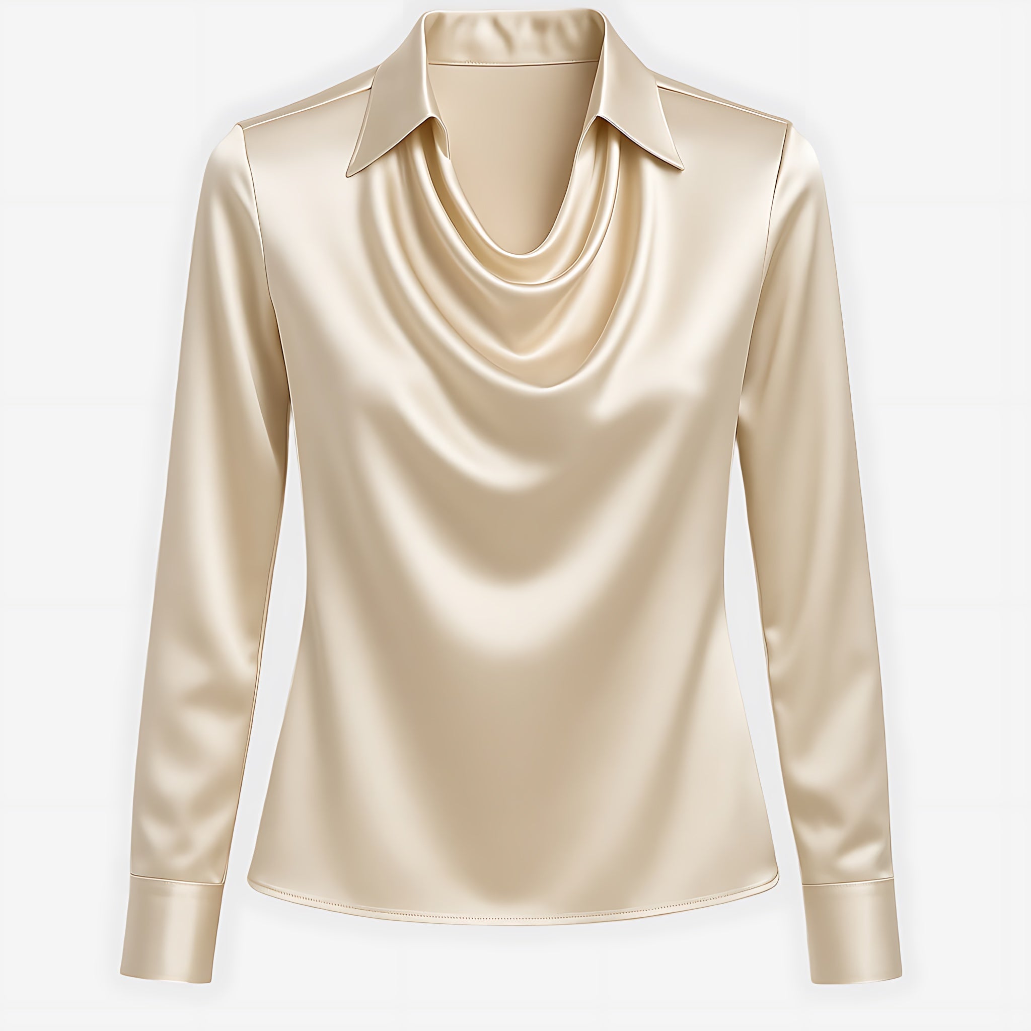 Adeline – Satin Cowl Neck Long Sleeve Blouse