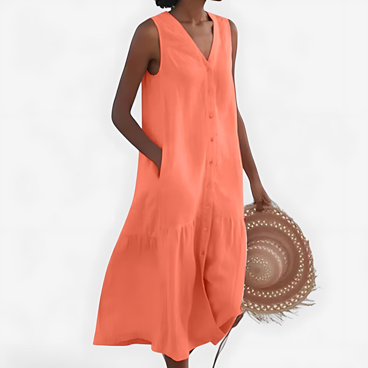 Adeline – V Neck A Line Summer Midi Dress