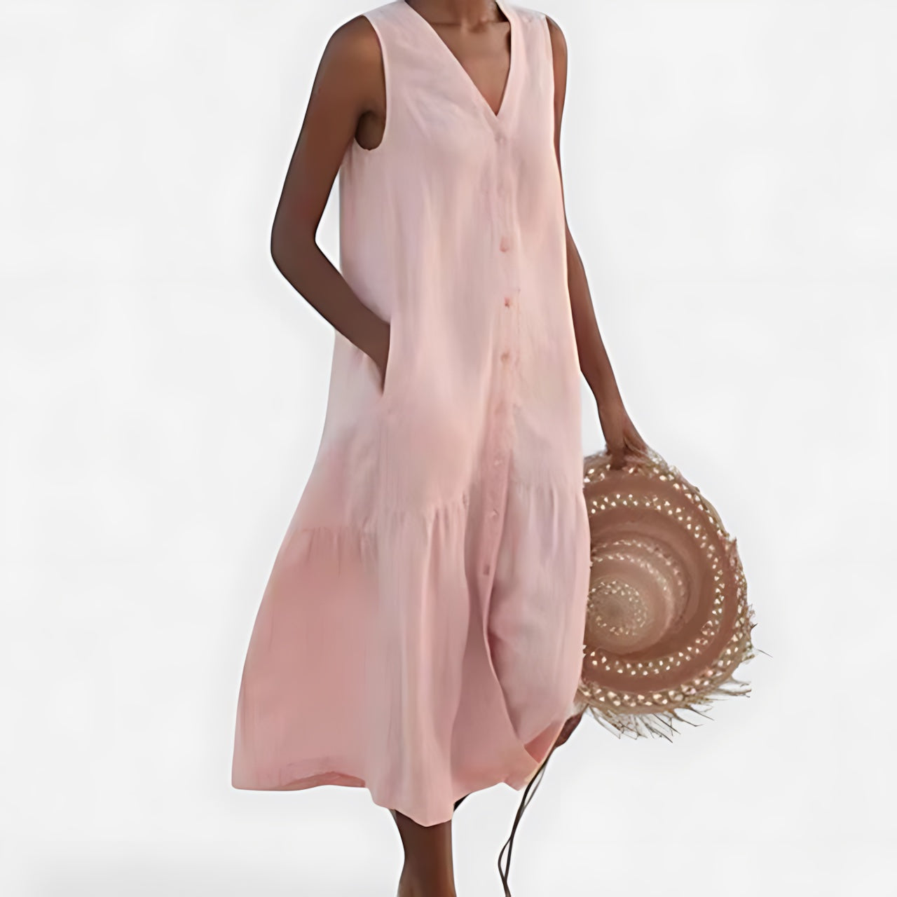 Adeline – V Neck A Line Summer Midi Dress