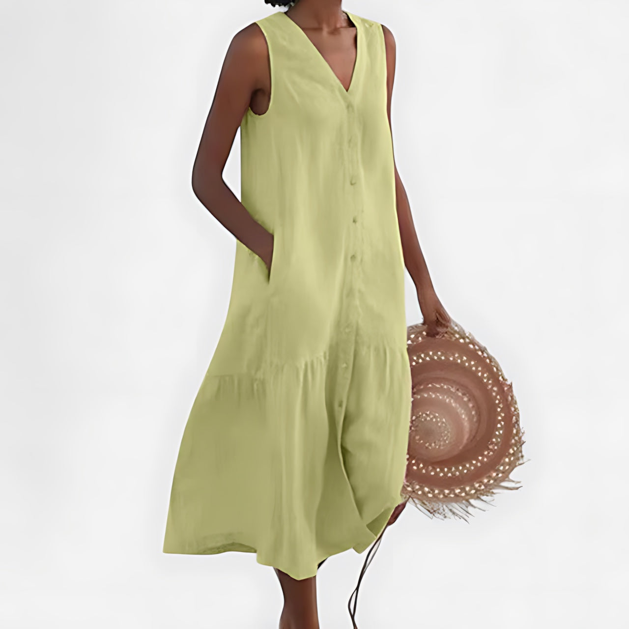 Adeline – V Neck A Line Summer Midi Dress