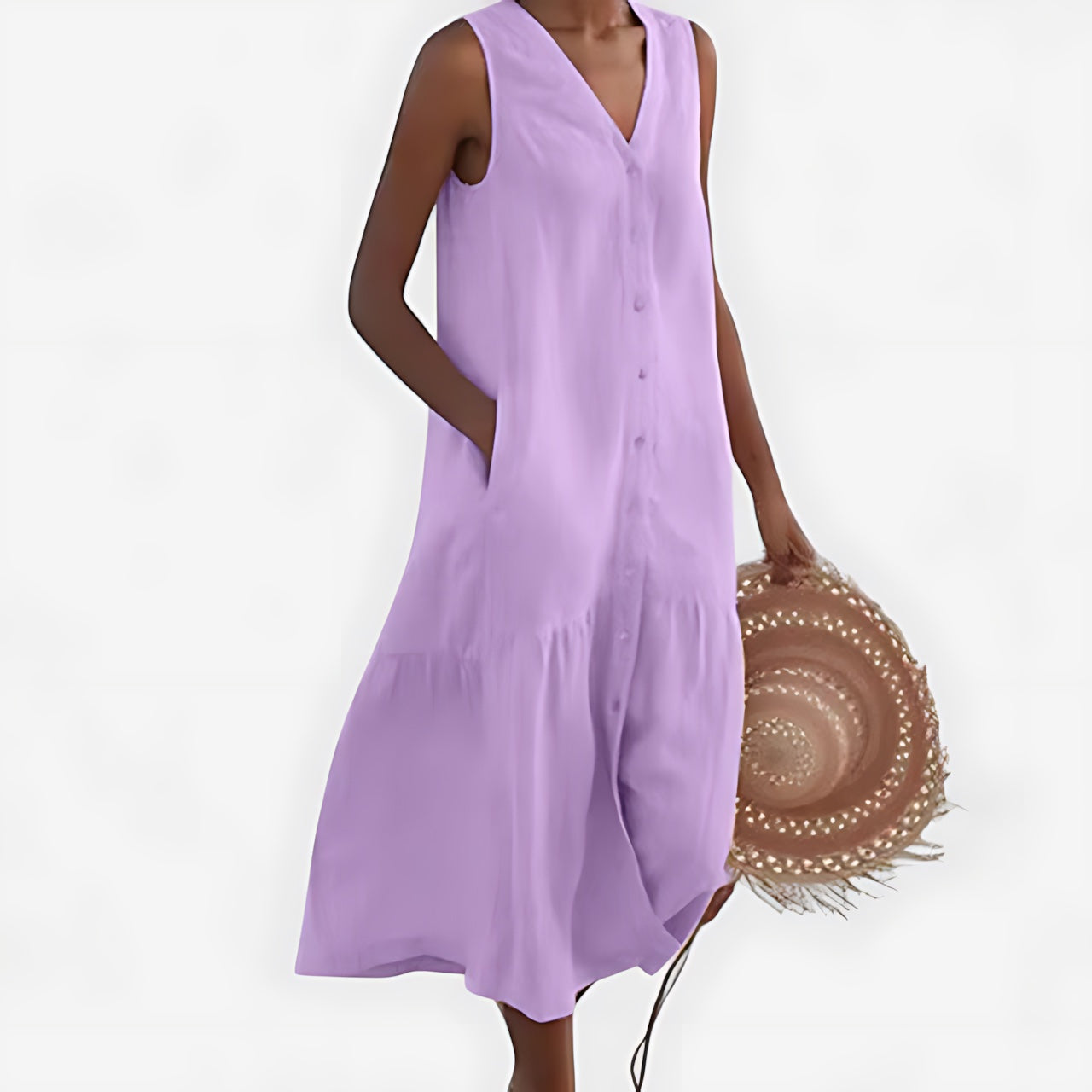 Adeline – V Neck A Line Summer Midi Dress