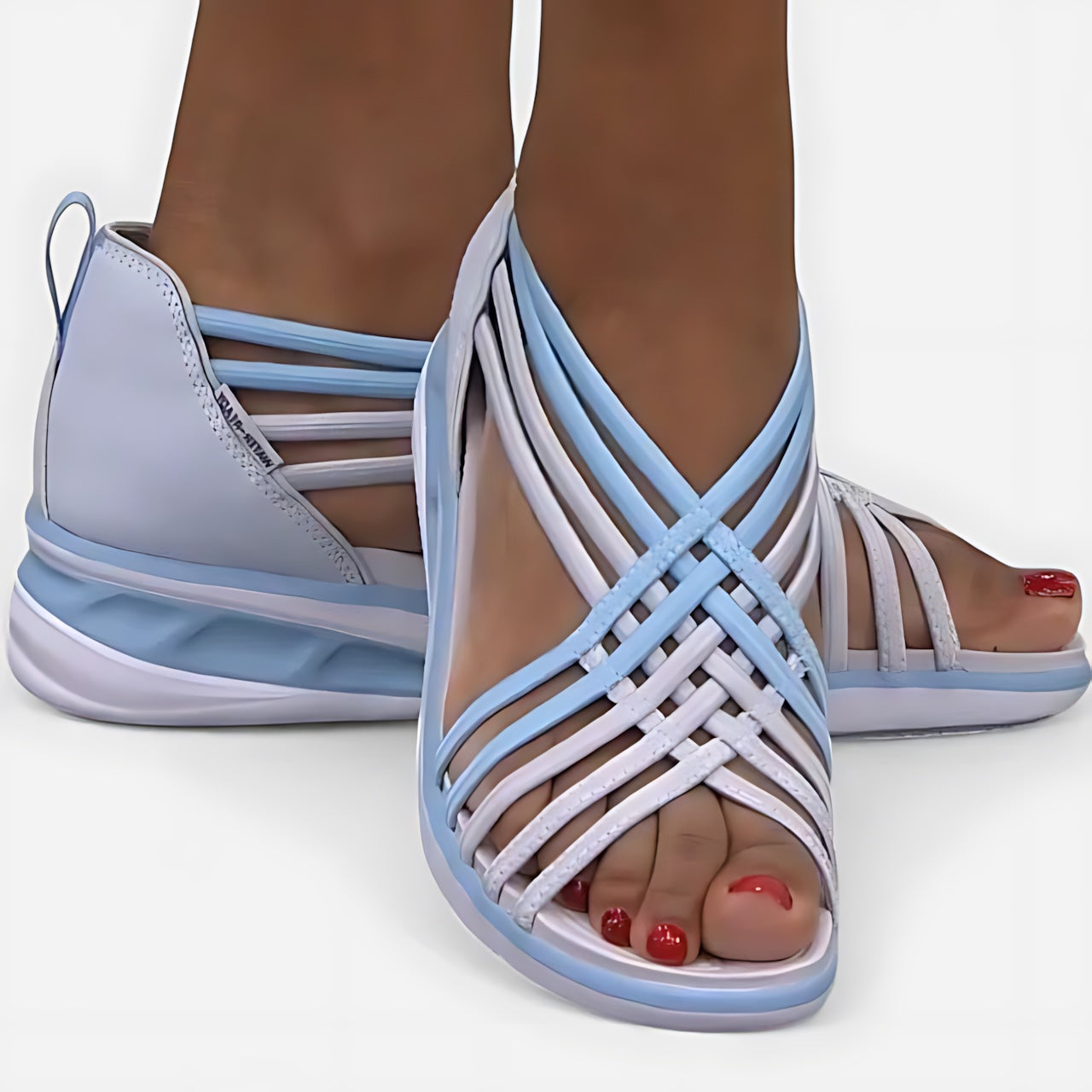 Adeline – Woven Crossover Wedge Sandals