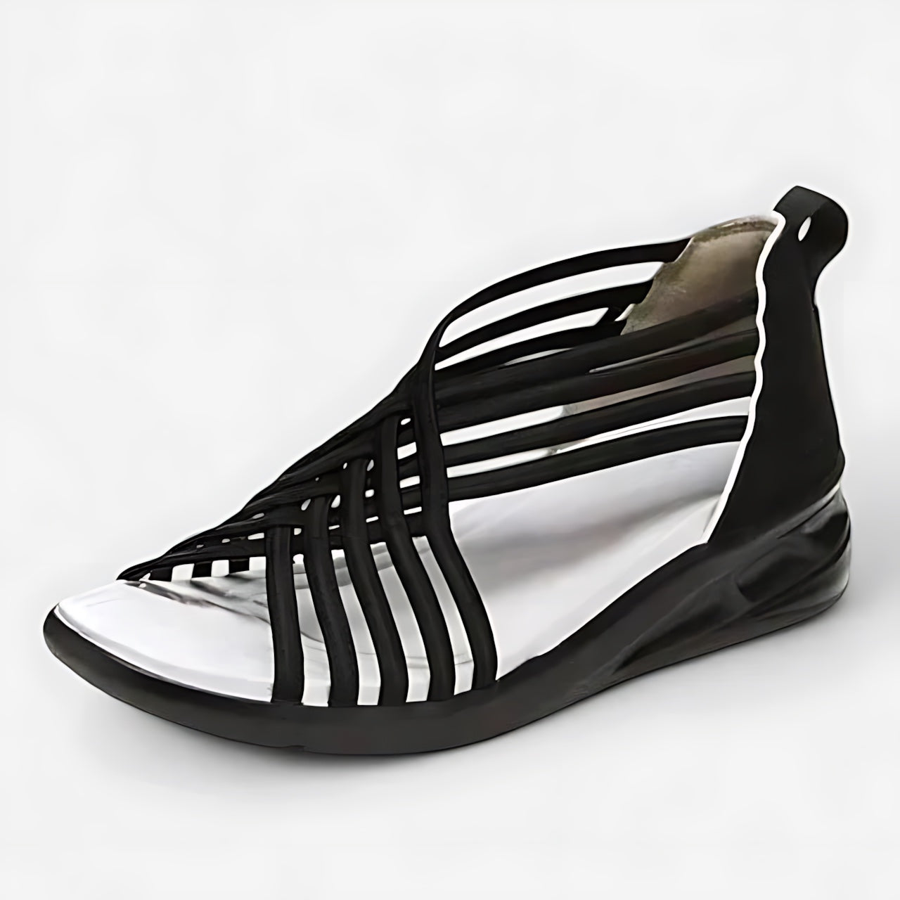 Adeline – Woven Crossover Wedge Sandals