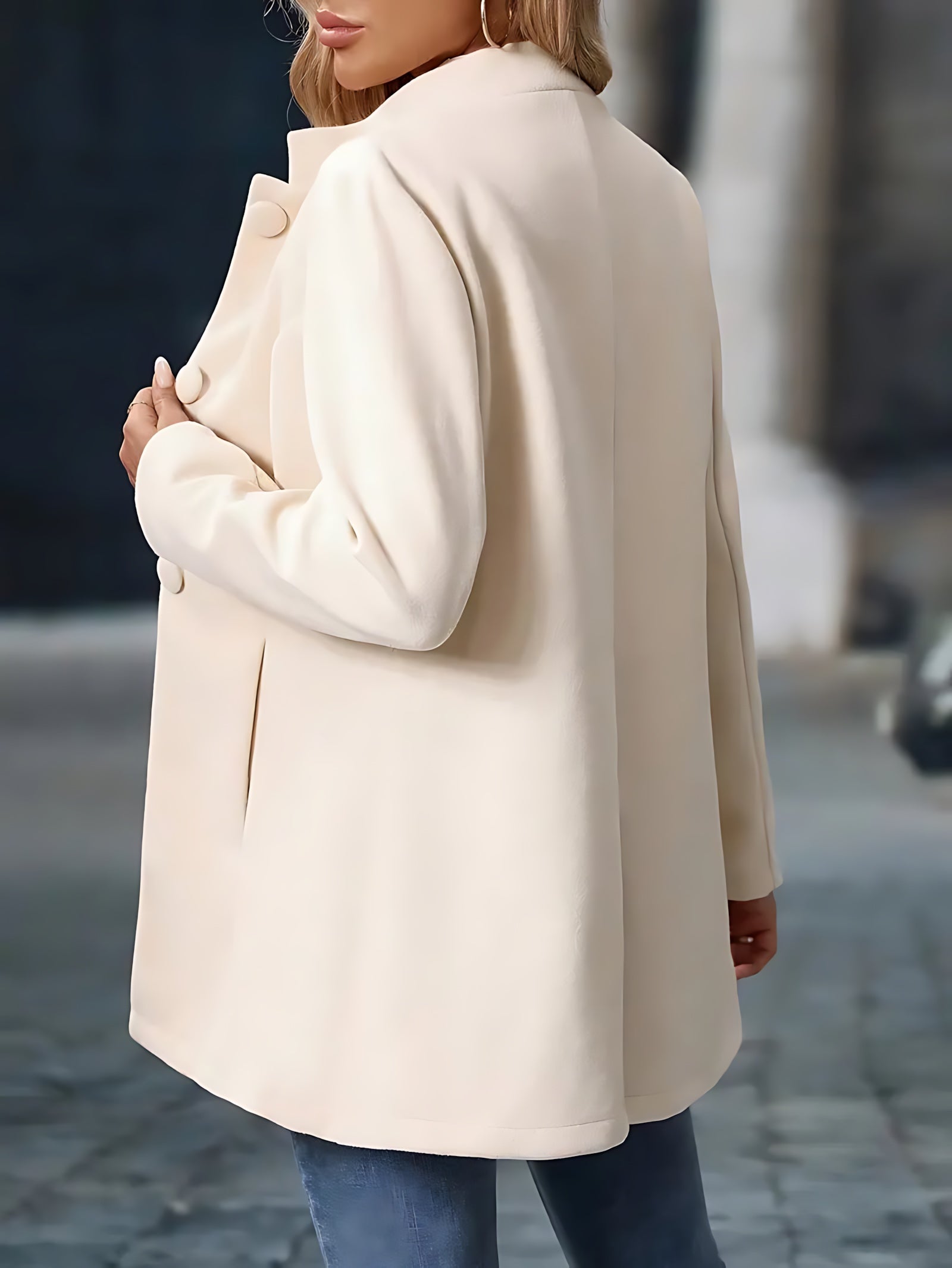 Adriana – Stand Collar Button Front Midi Coat