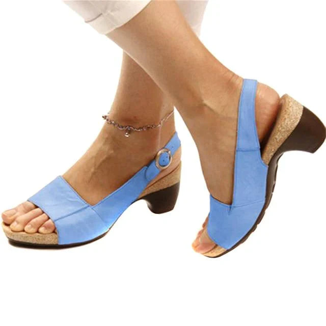 Lucy – Suede Slingback Block Heel Sandals