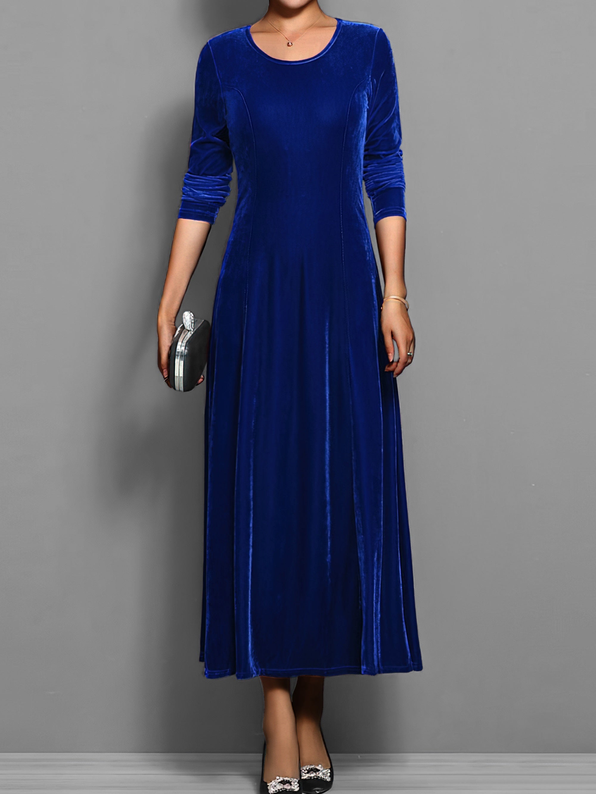 Lily – Velvet A-Line Evening Maxi Dress
