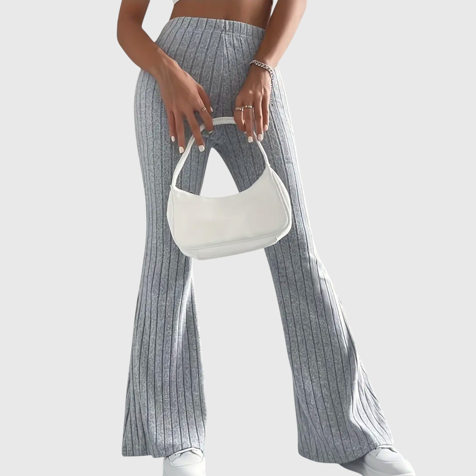 Sloane – Striped Ribbed Flare Pants