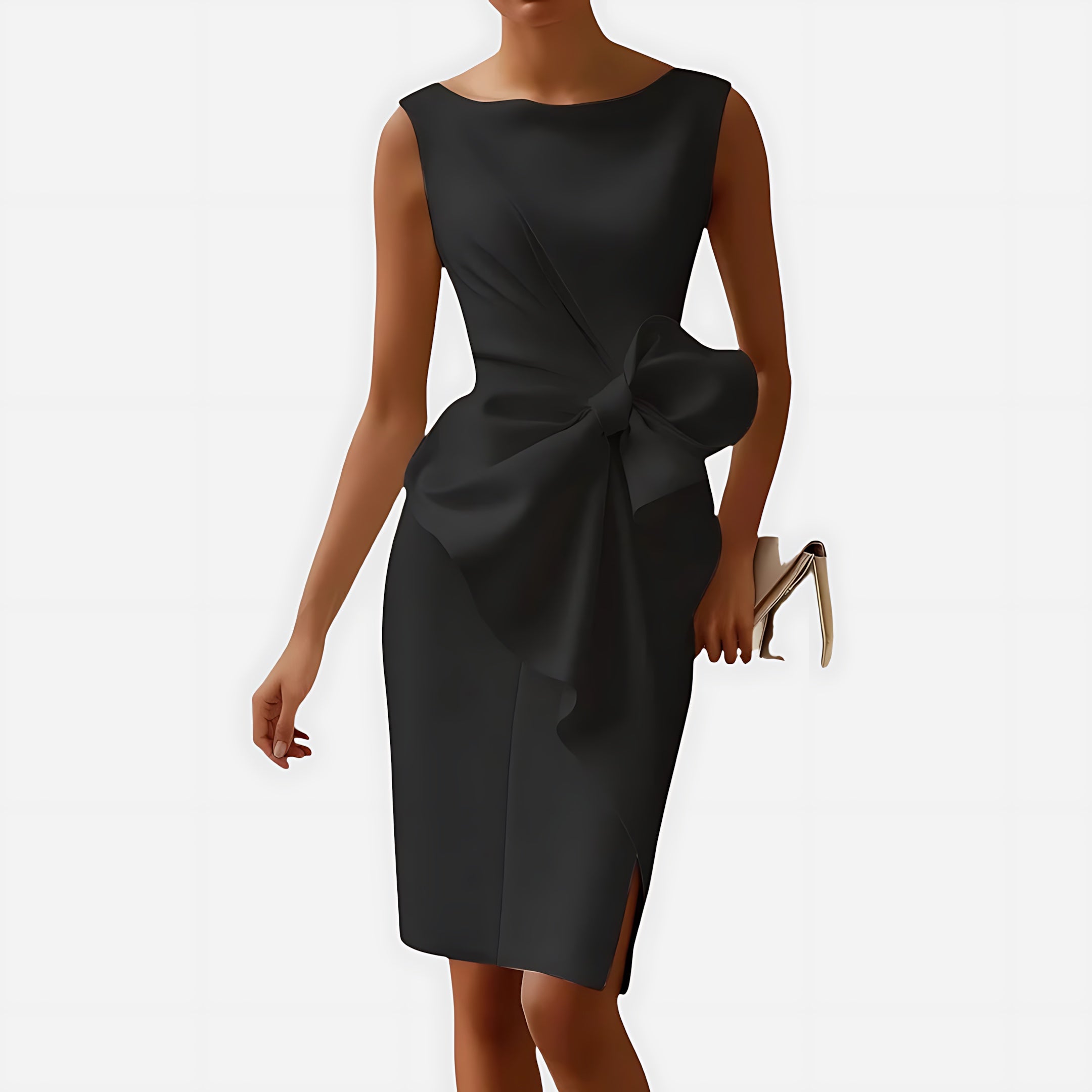 Alaia – Boat Neck Draped Cocktail Midi Dress