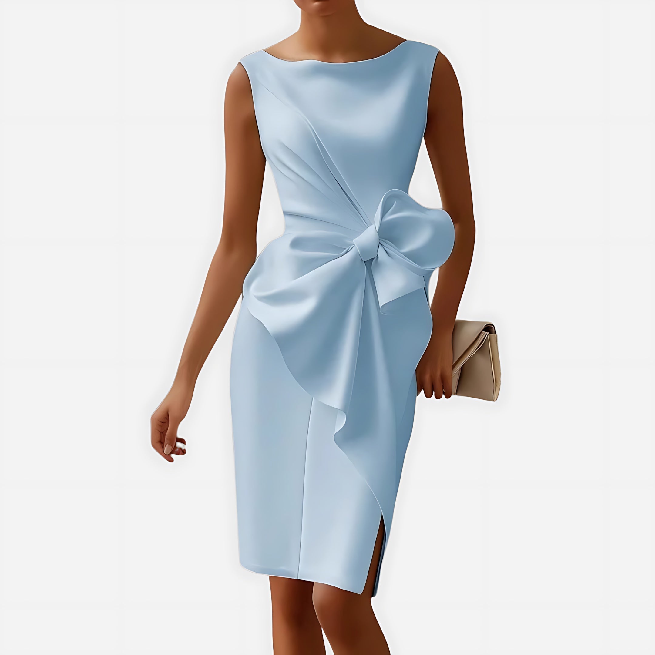 Alaia – Boat Neck Draped Cocktail Midi Dress