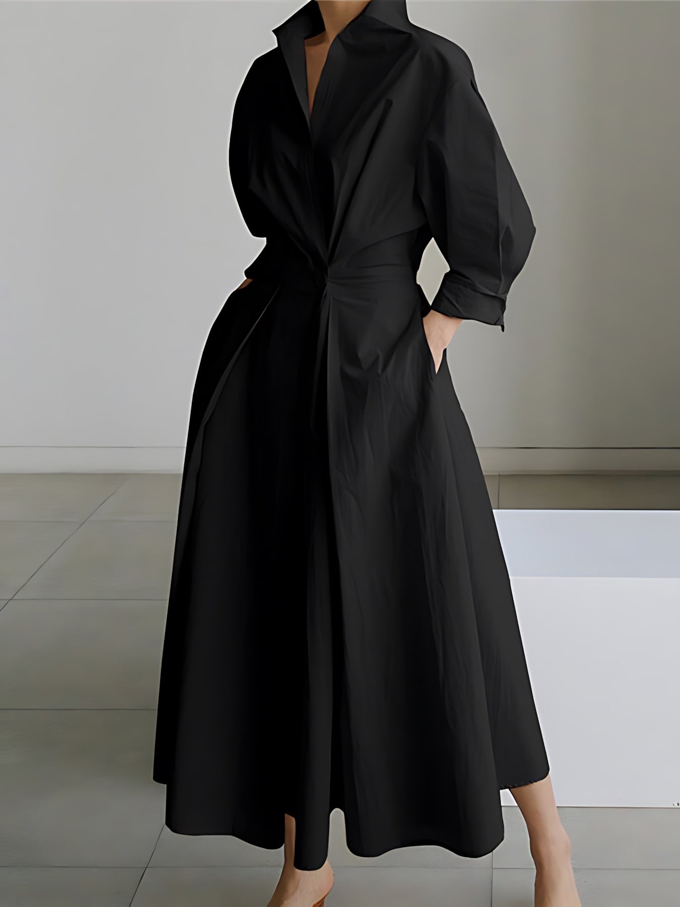 Alaia – Collared Long Sleeve Maxi Shirt Dress