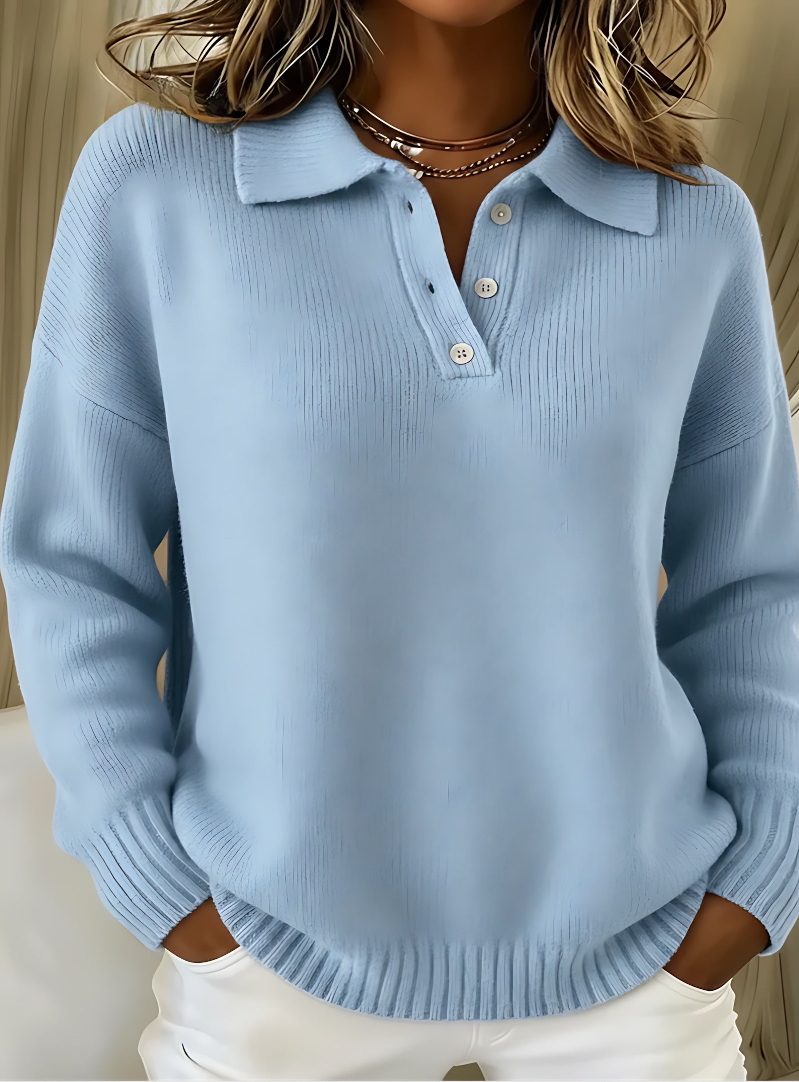 Alaia – Collared V Neck Knit Polo Sweater