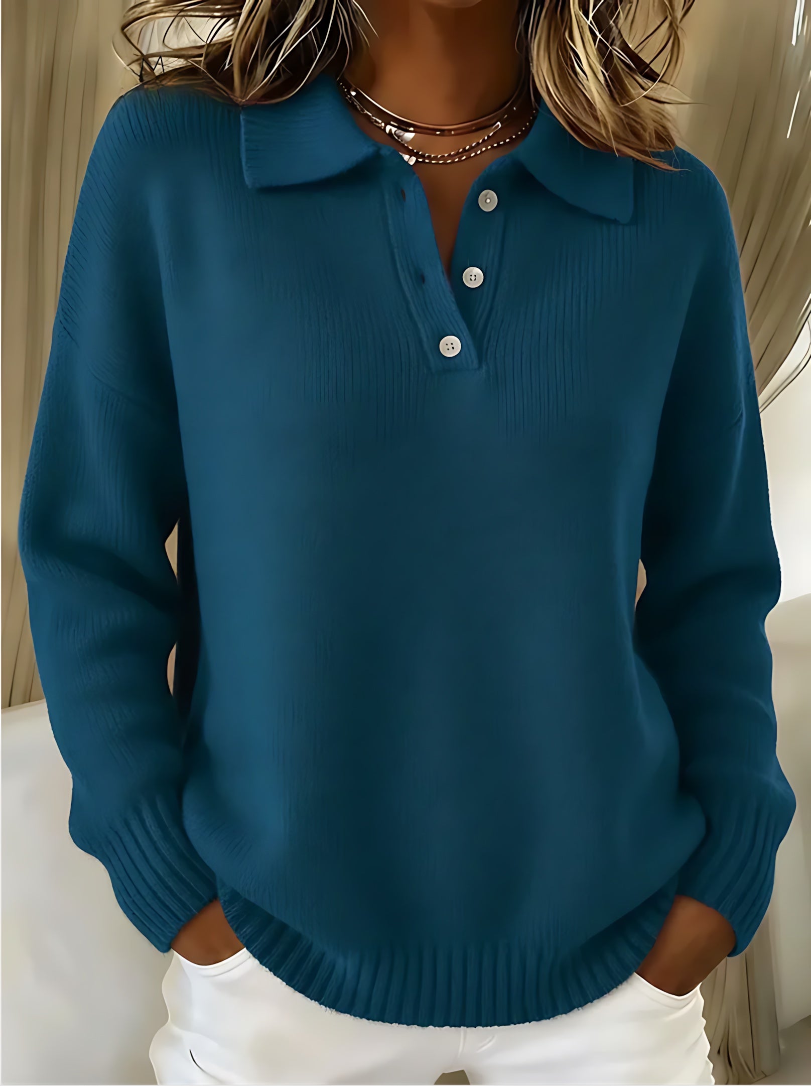 Alaia – Collared V Neck Knit Polo Sweater