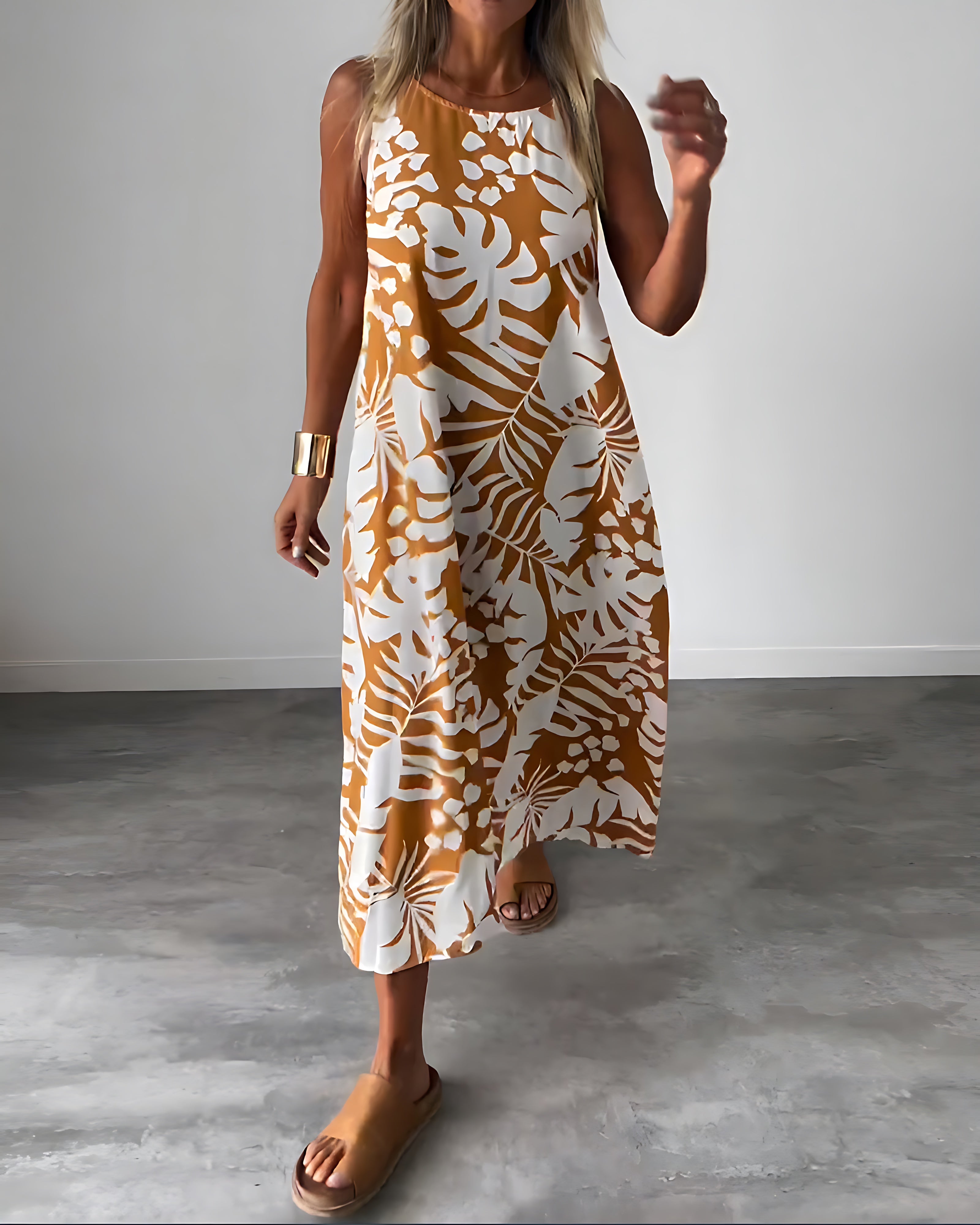 Alice – Tropical Print A-Line Summer Maxi Dress