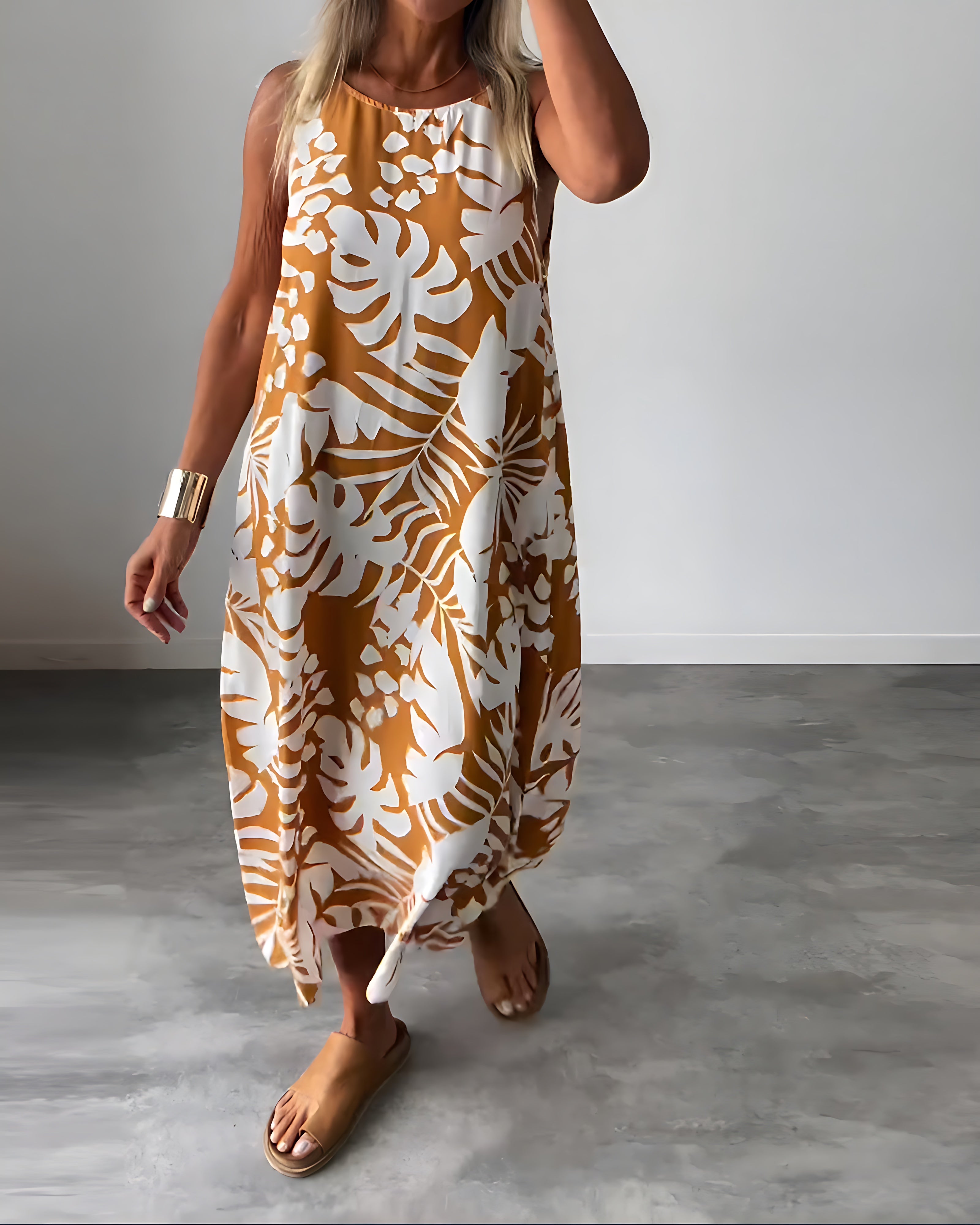 Alice – Tropical Print A-Line Summer Maxi Dress