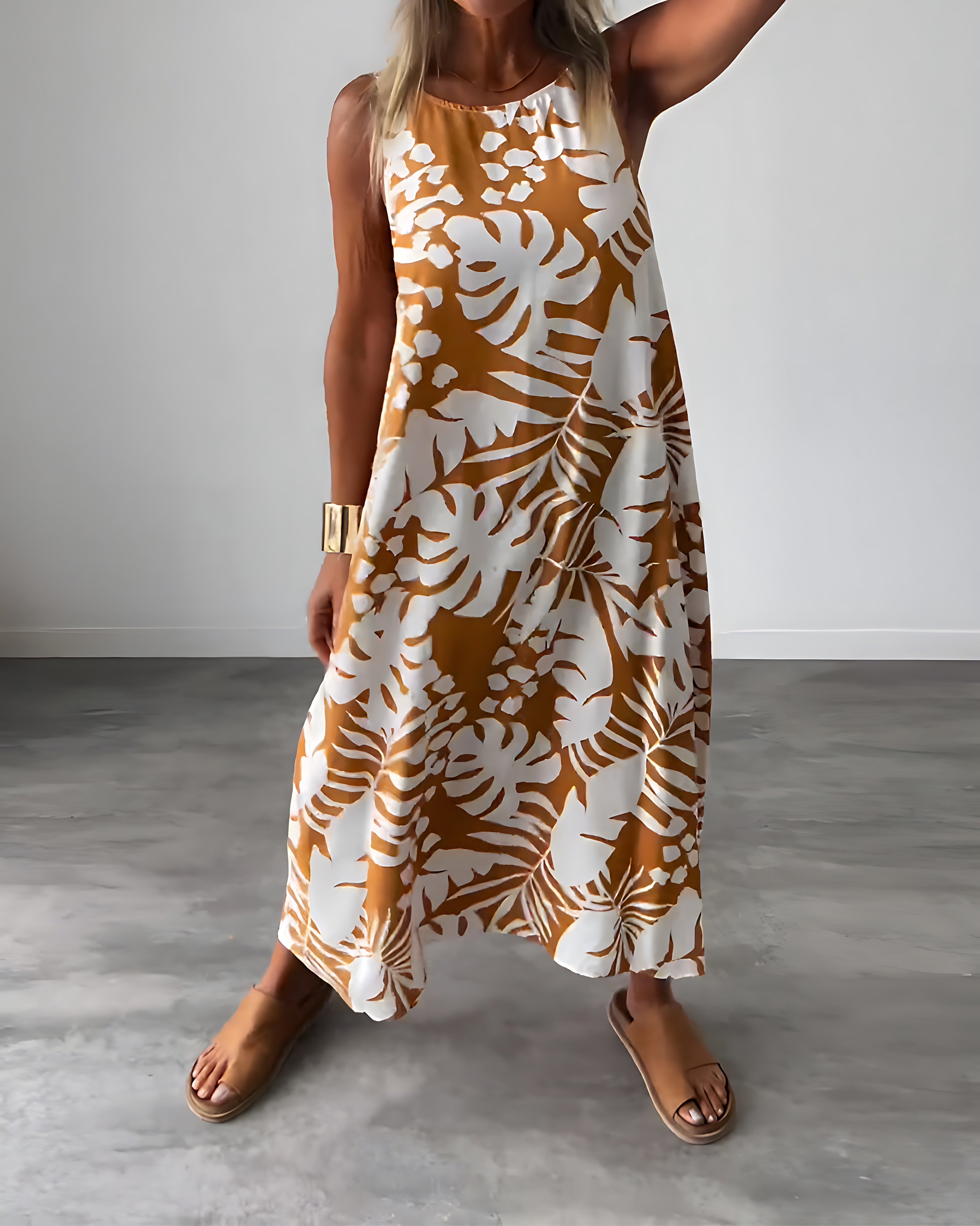 Alice – Tropical Print A-Line Summer Maxi Dress