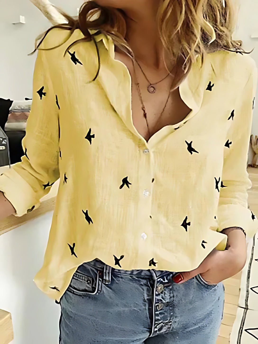 Allison – Button Up Collared Long Sleeve Shirt