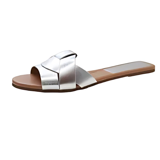 Allison – Crossover Strap Flat Slide Sandals