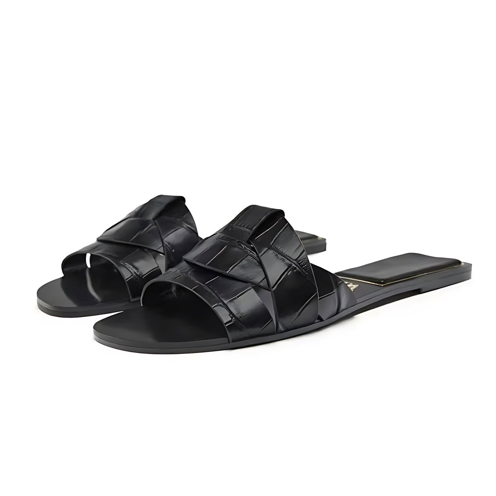Allison – Crossover Strap Flat Slide Sandals
