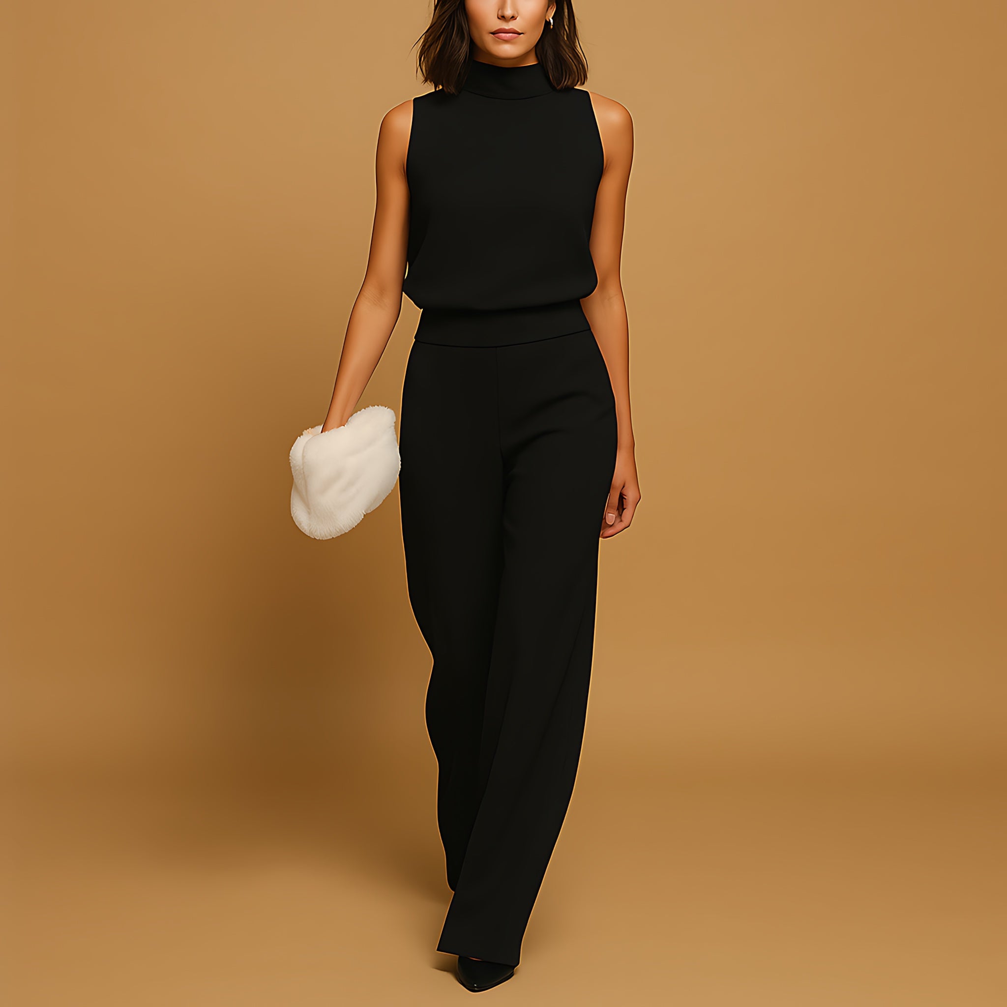 Allison – Mock Neck High Waist Wide Leg Jumpsuit