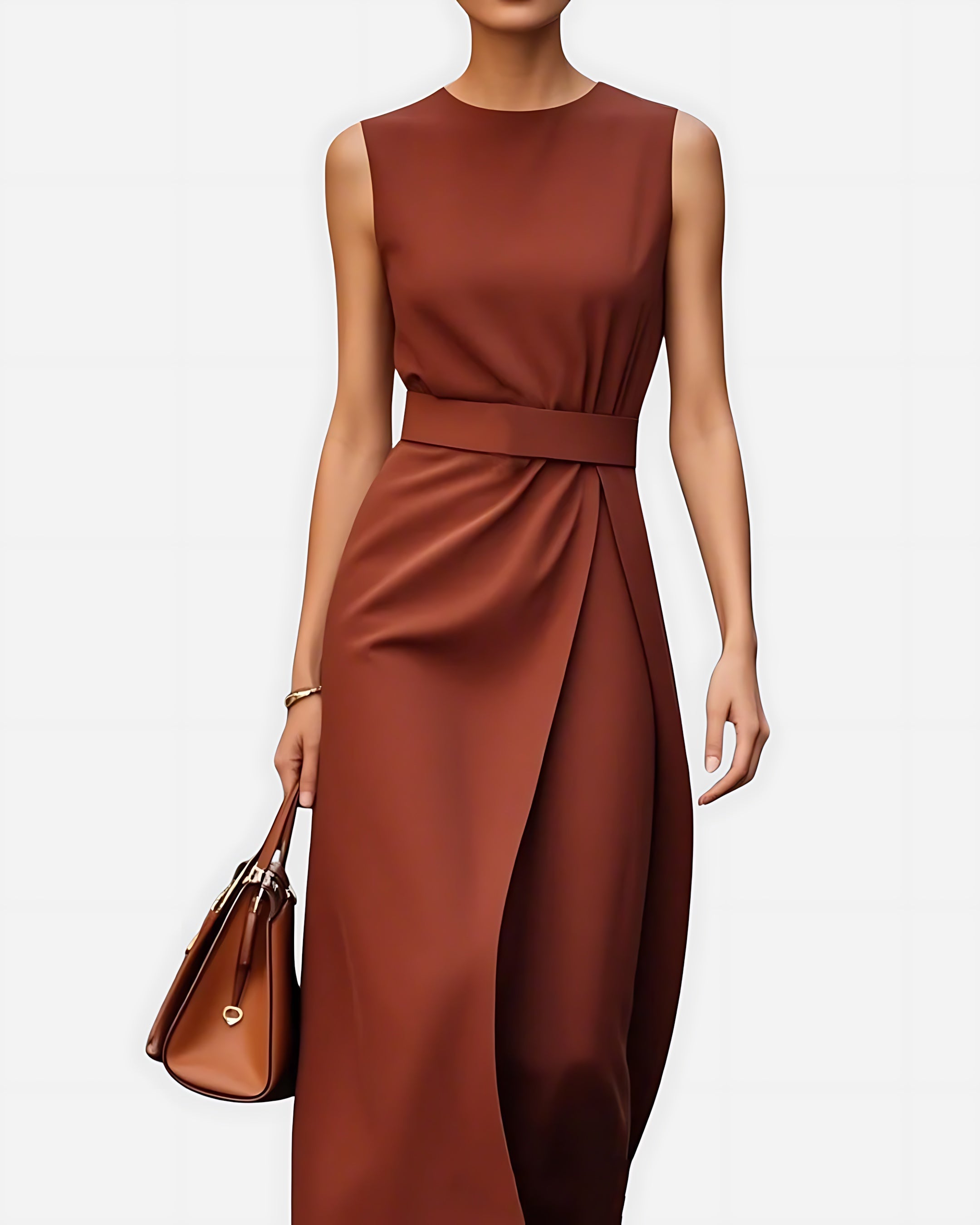 Allison – Ruched Wrap Cocktail Midi Dress