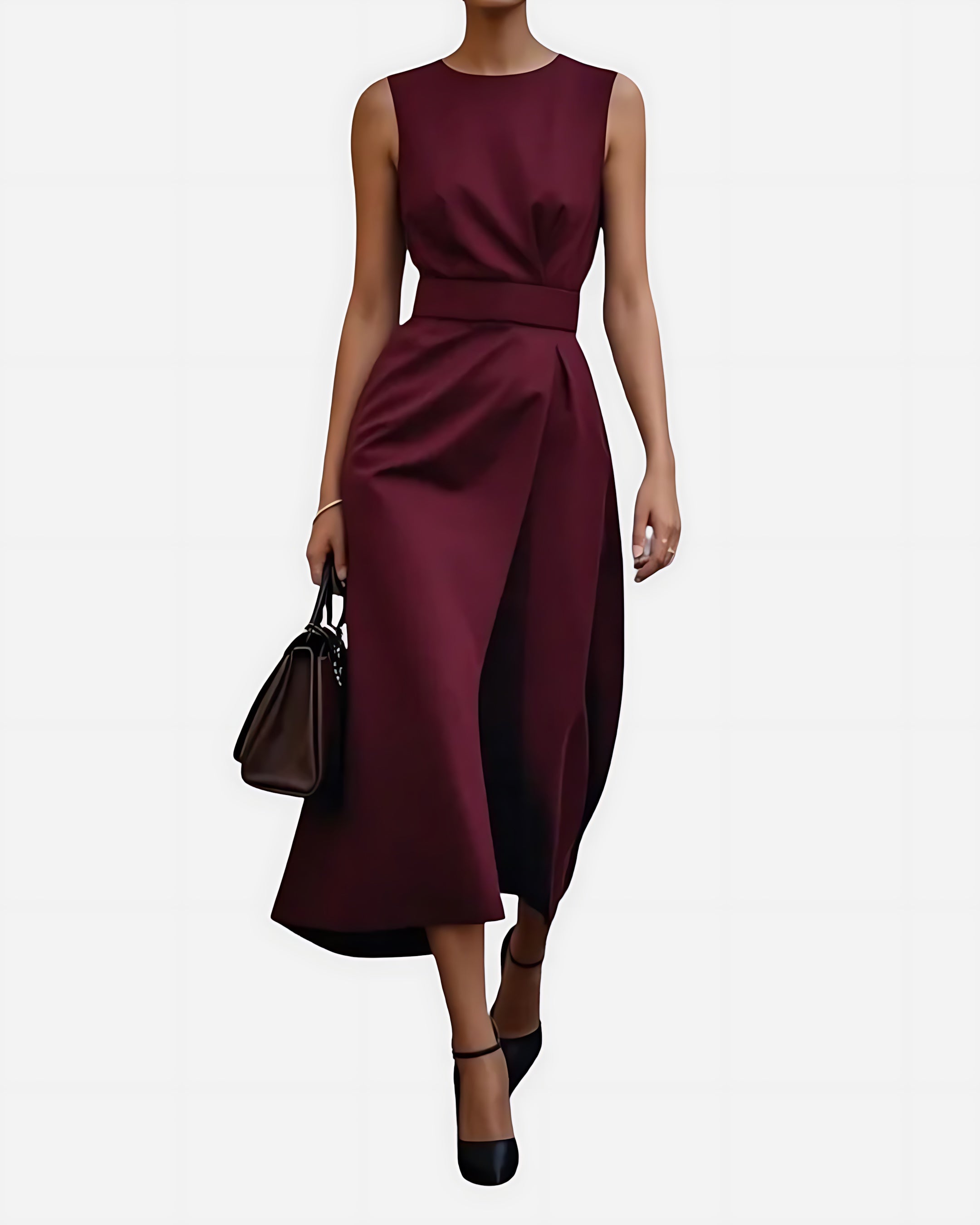Allison – Ruched Wrap Cocktail Midi Dress