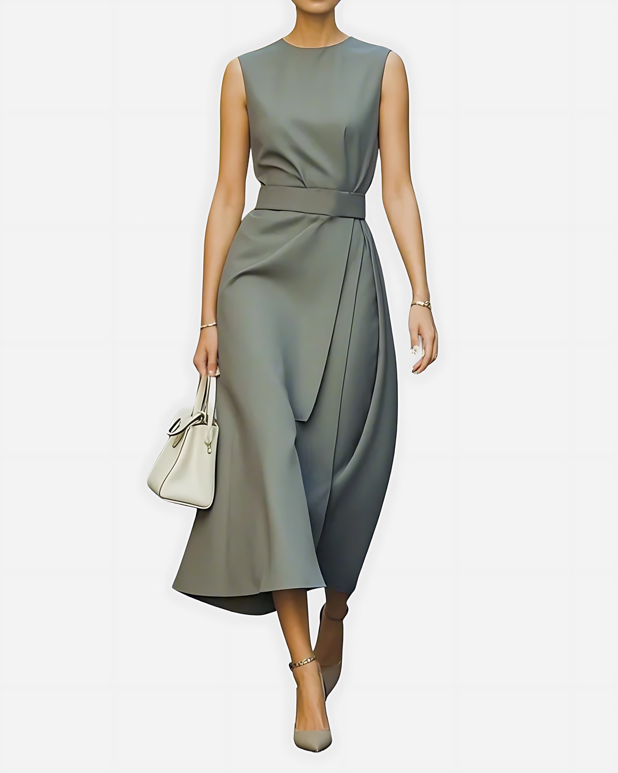 Allison – Ruched Wrap Cocktail Midi Dress
