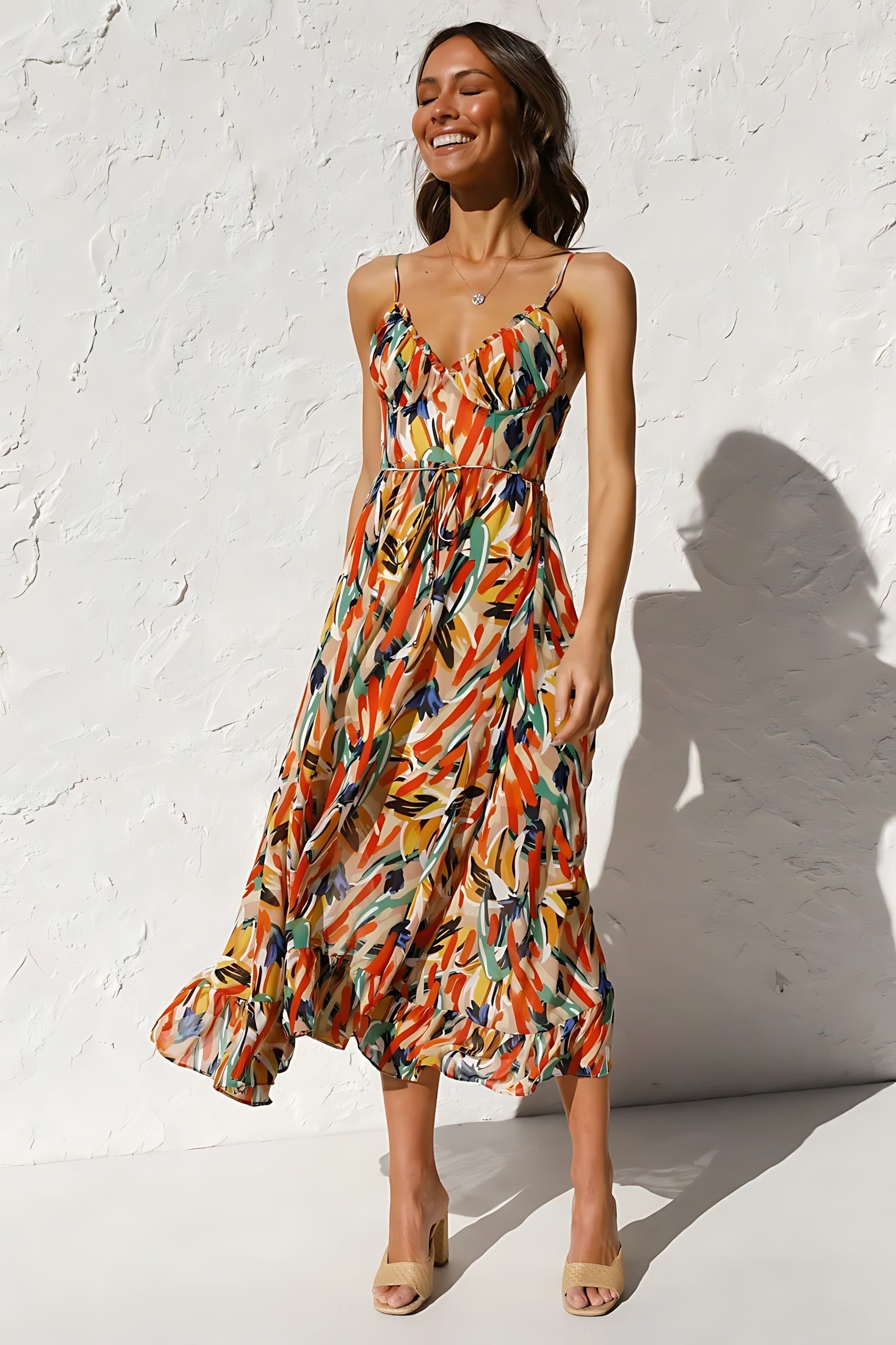 Amara – Floral Smocked Tiered Summer Midi Dress