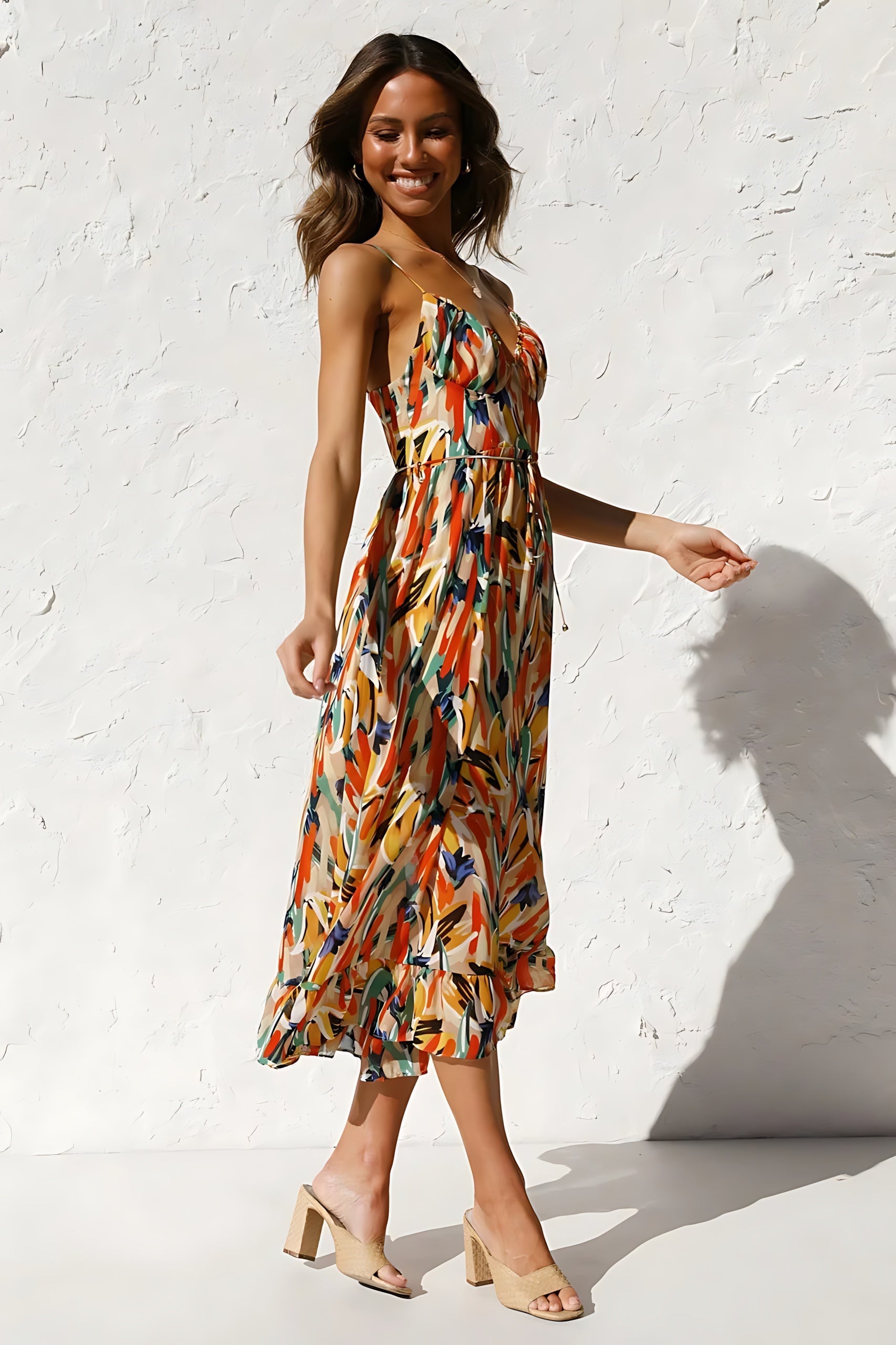 Amara – Floral Smocked Tiered Summer Midi Dress