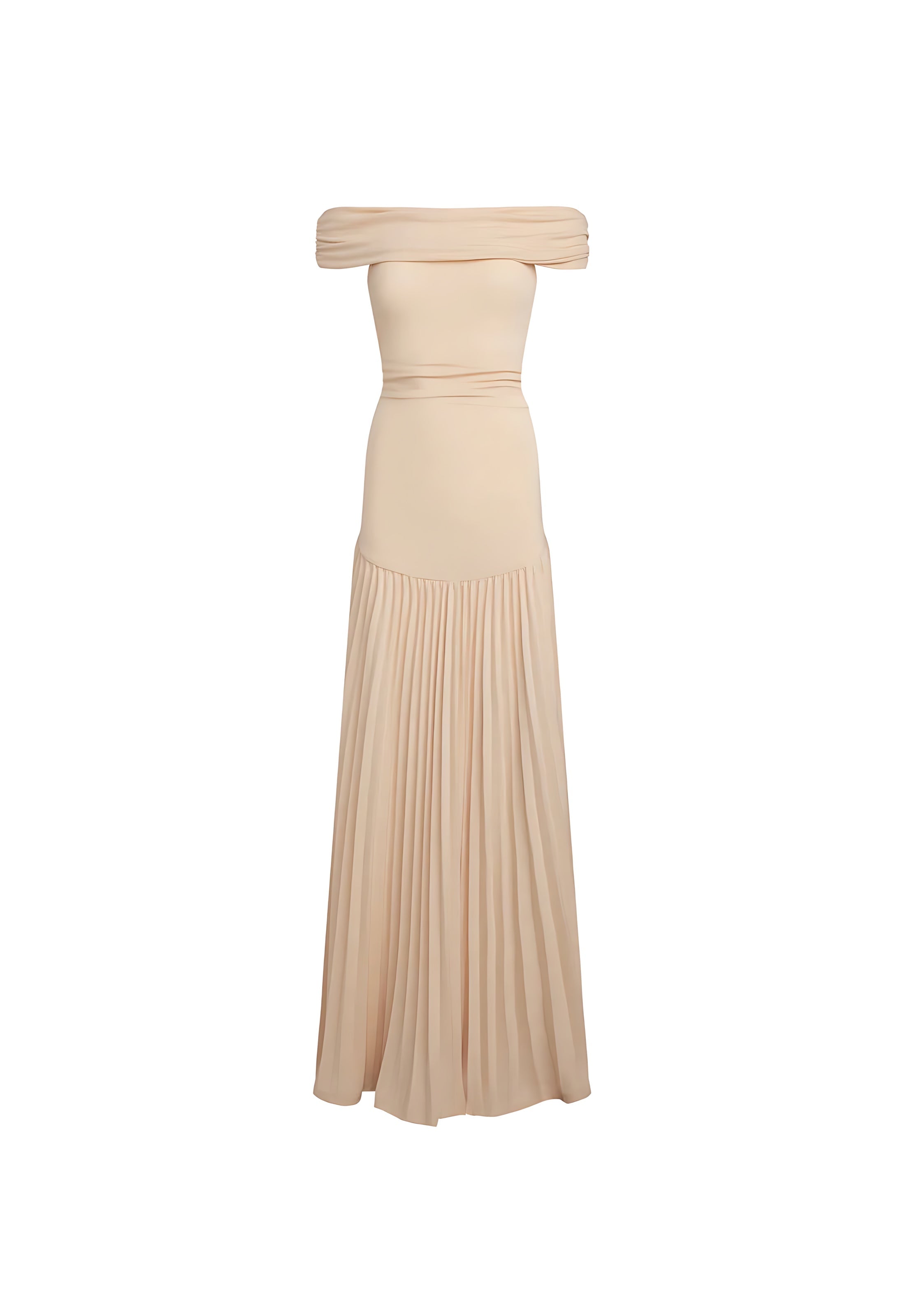 Amara – Off Shoulder Pleated Evening Maxi Dress