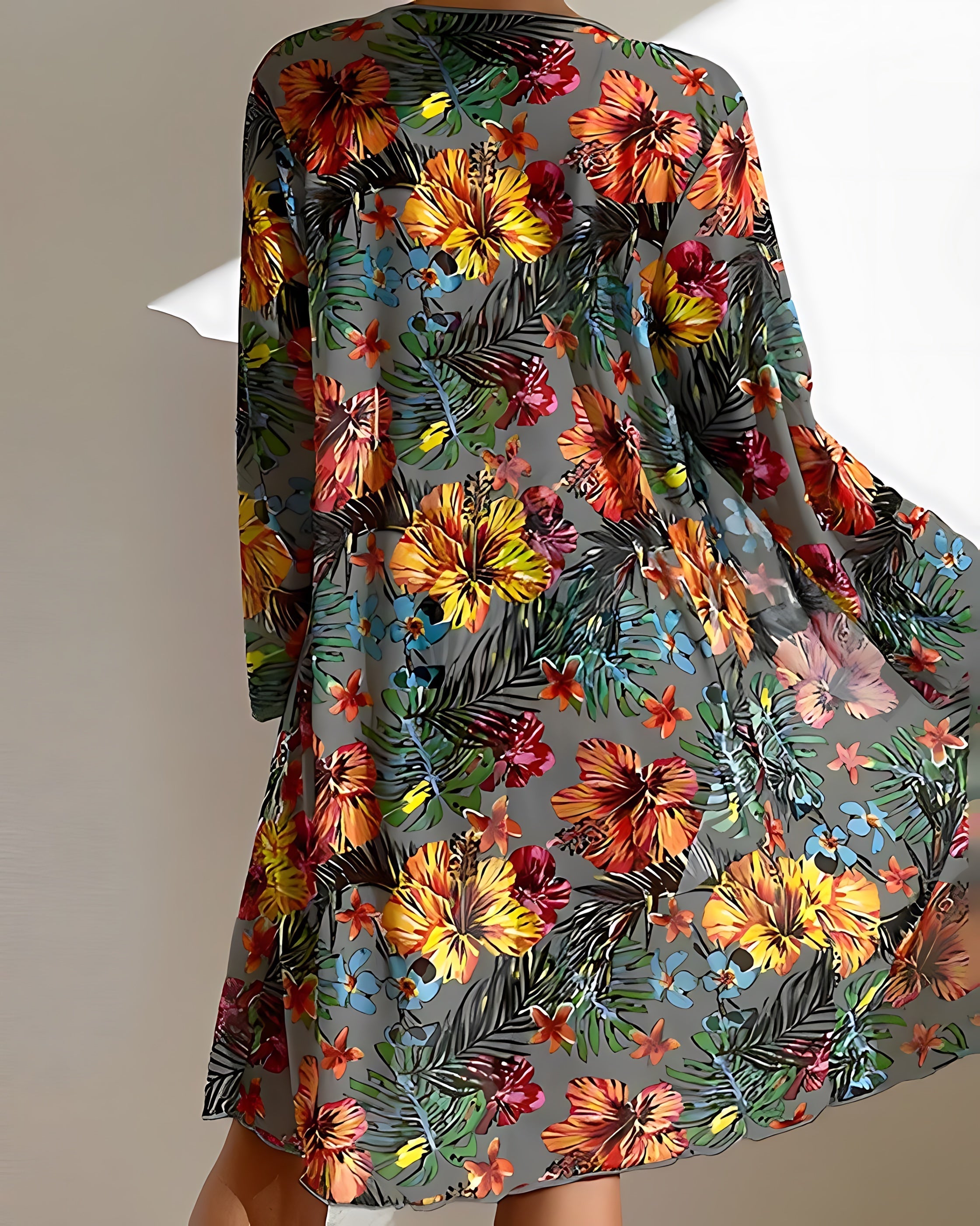 Amara – Tropical Print Three Piece Bikini Set with Cover Up