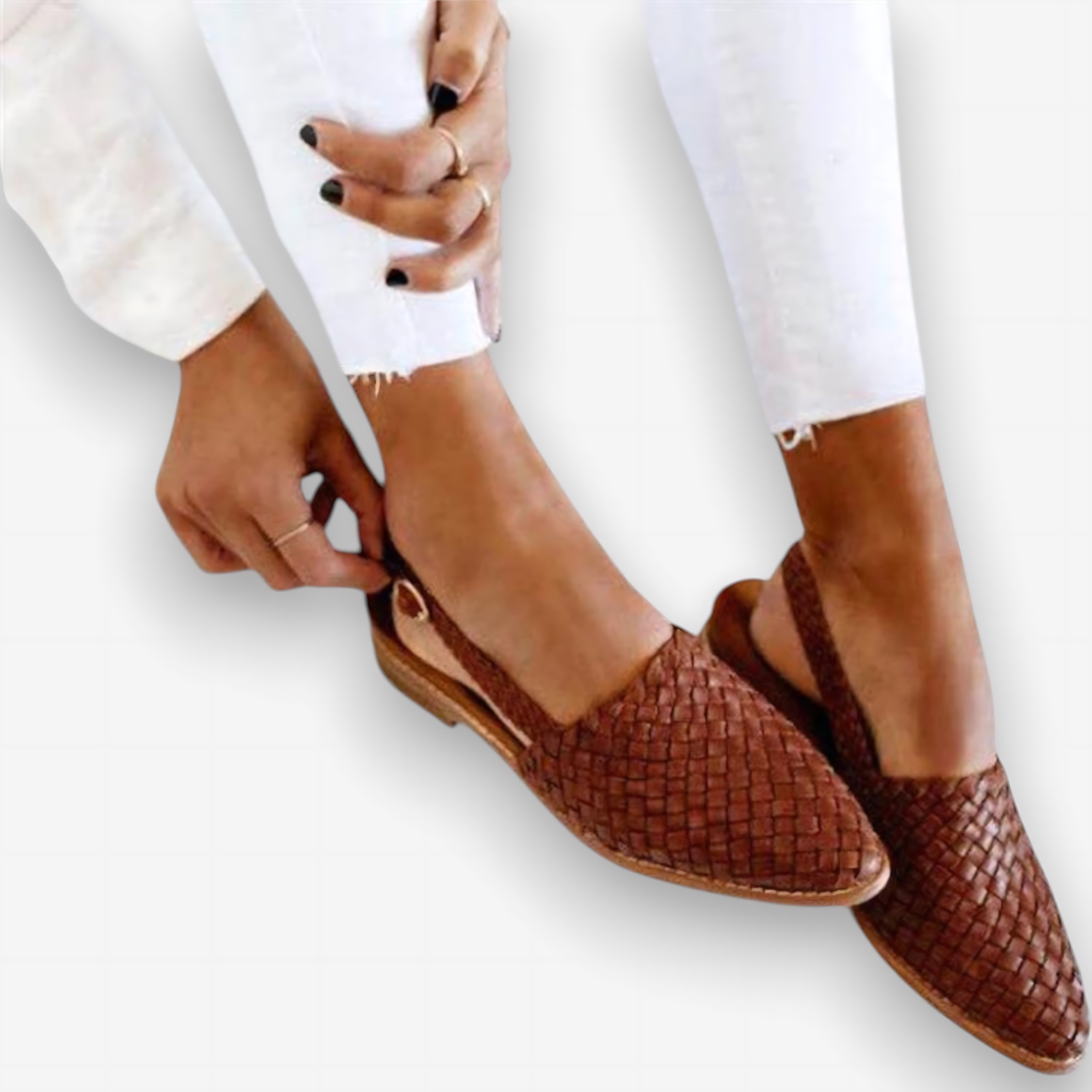 Amara – Woven Closed Toe Slingback Flats
