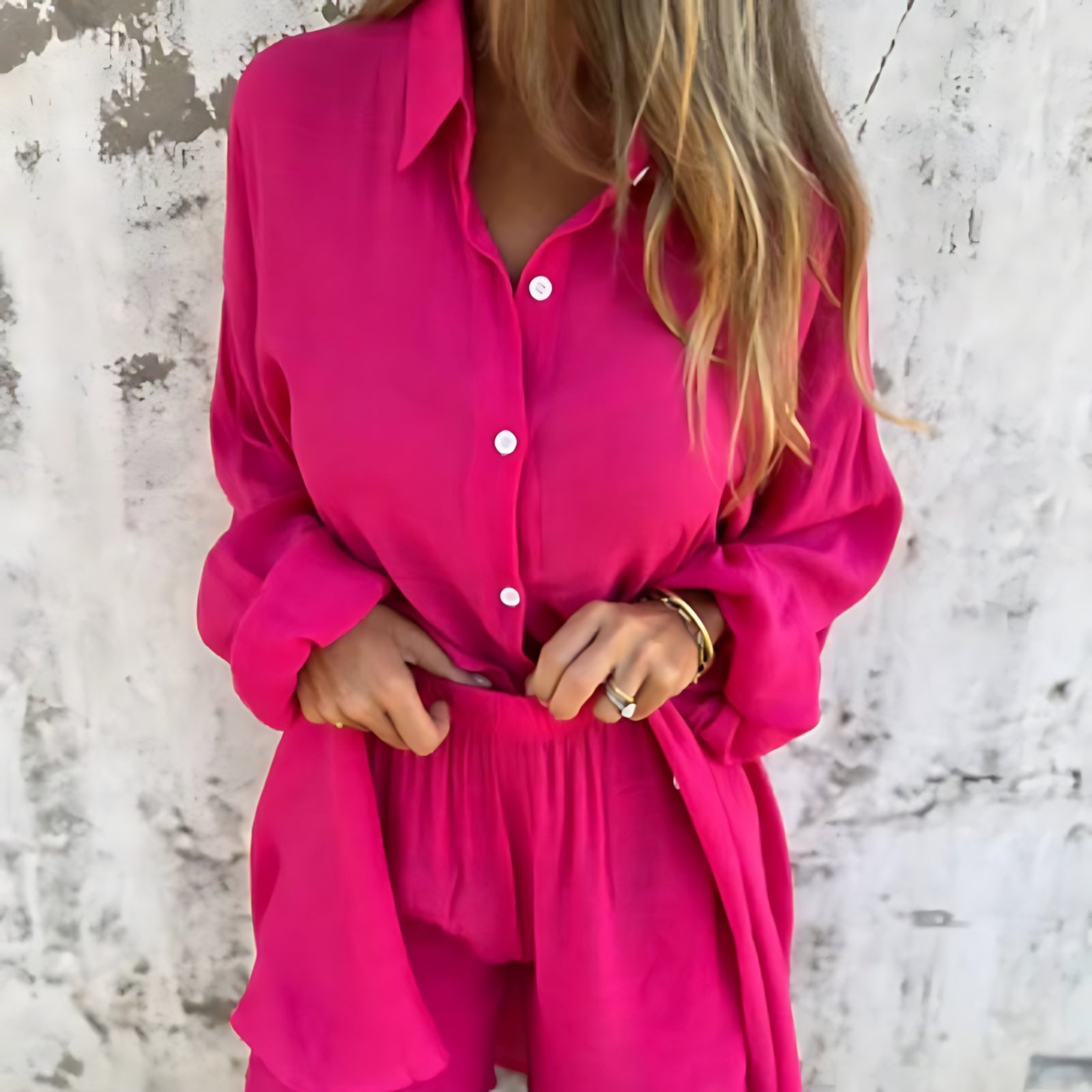 Amaya – Striped Button Up Shirt and Wide Leg Pants Set