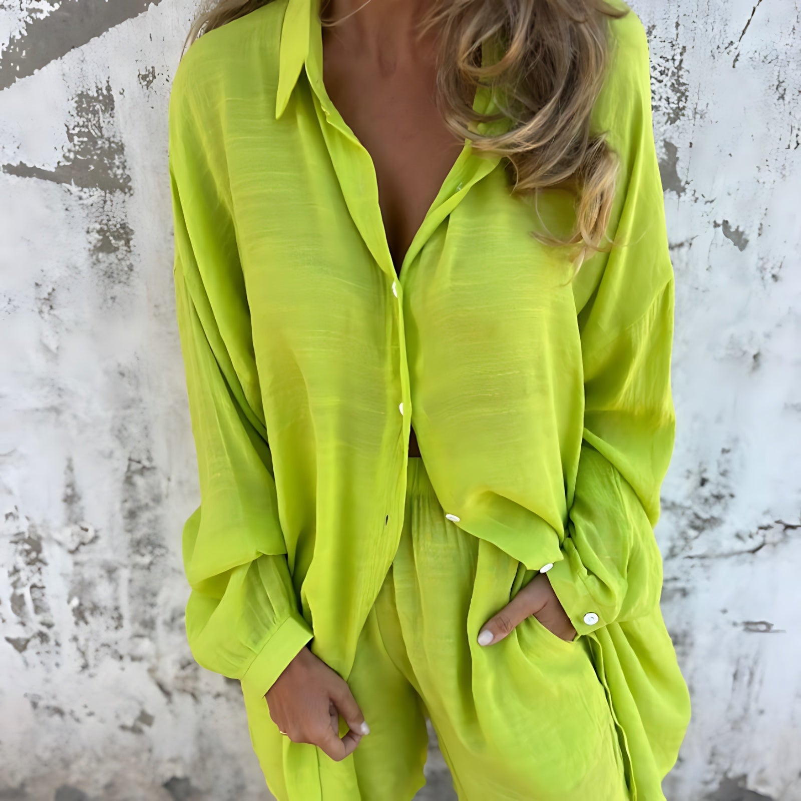Amaya – Striped Button Up Shirt and Wide Leg Pants Set