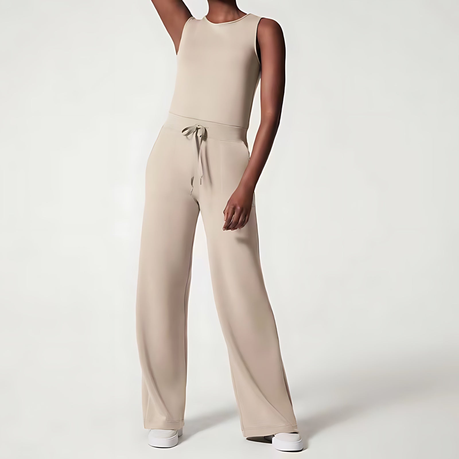 Amber – Crew Neck Straight Leg Casual Jumpsuit
