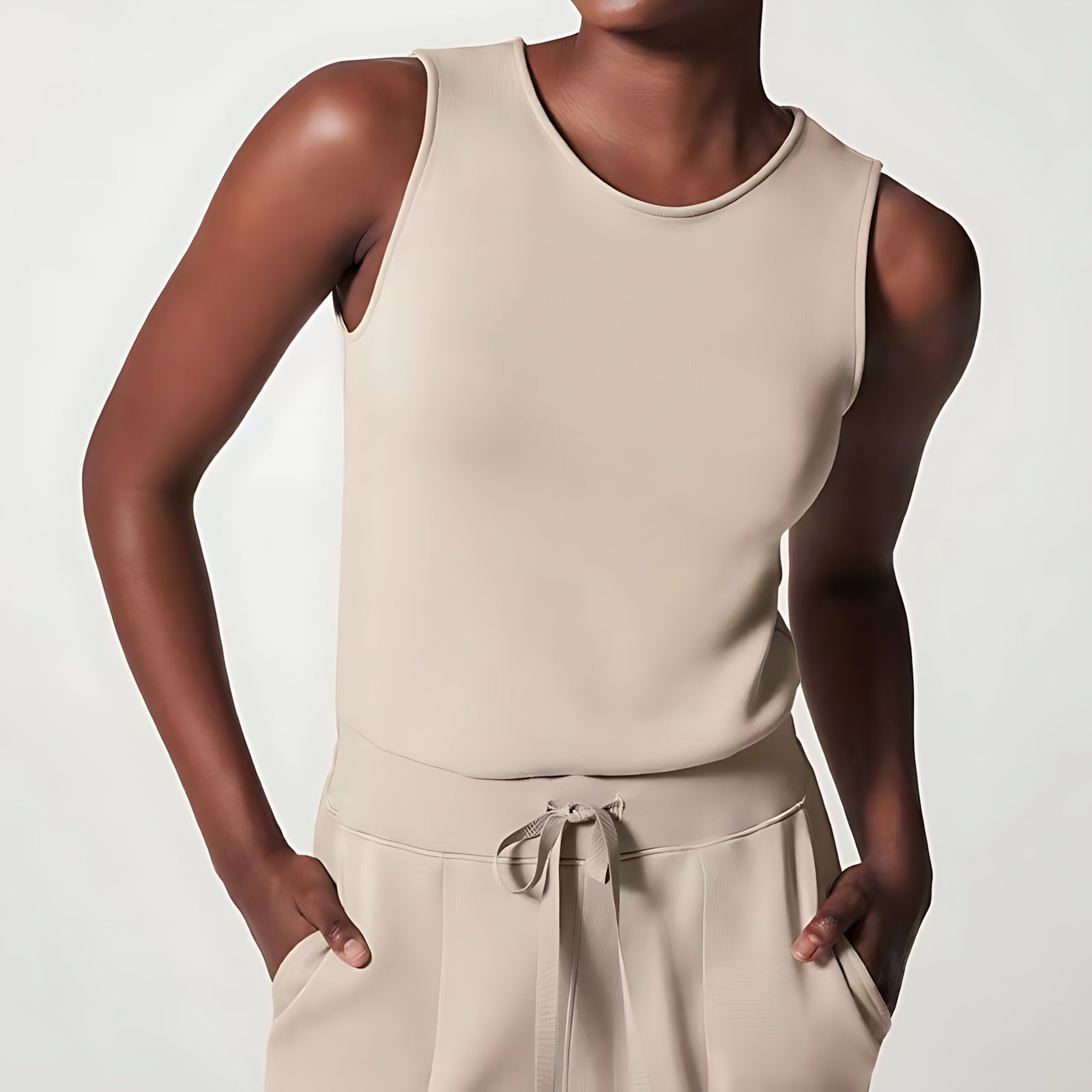 Amber – Crew Neck Straight Leg Casual Jumpsuit