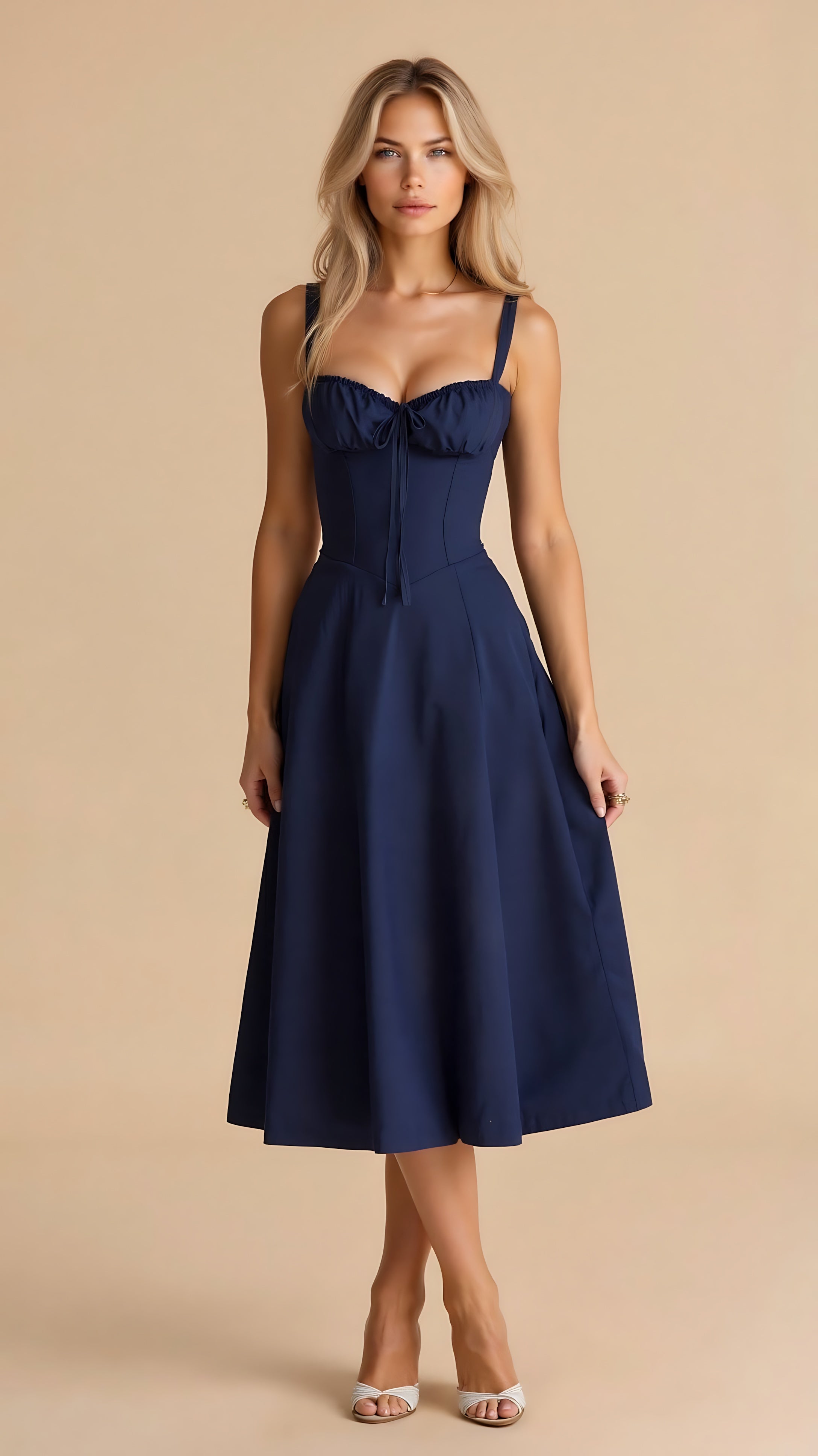Amber – Floral Corset Sweetheart Cocktail Midi Dress