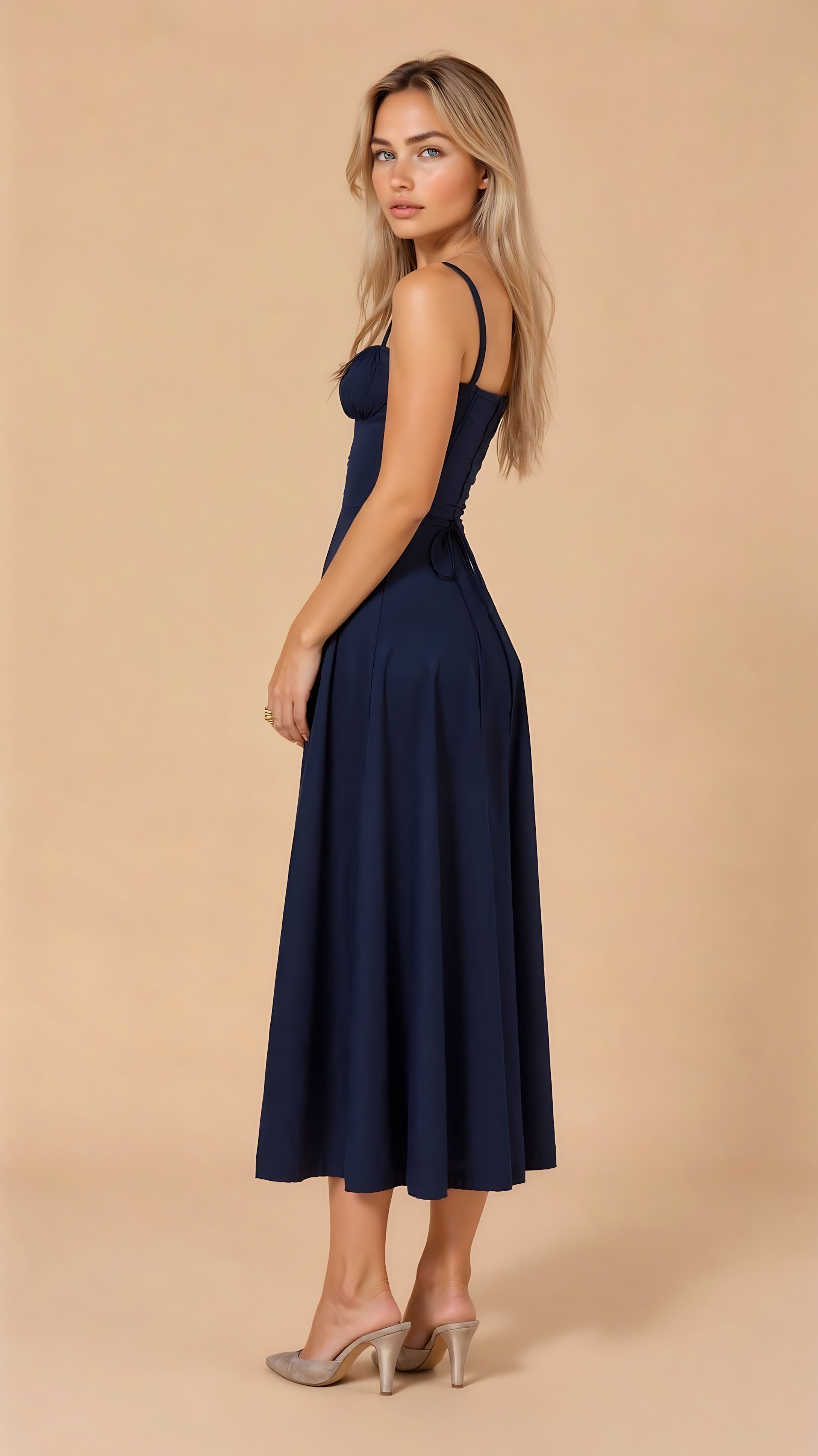 Amber – Floral Corset Sweetheart Cocktail Midi Dress