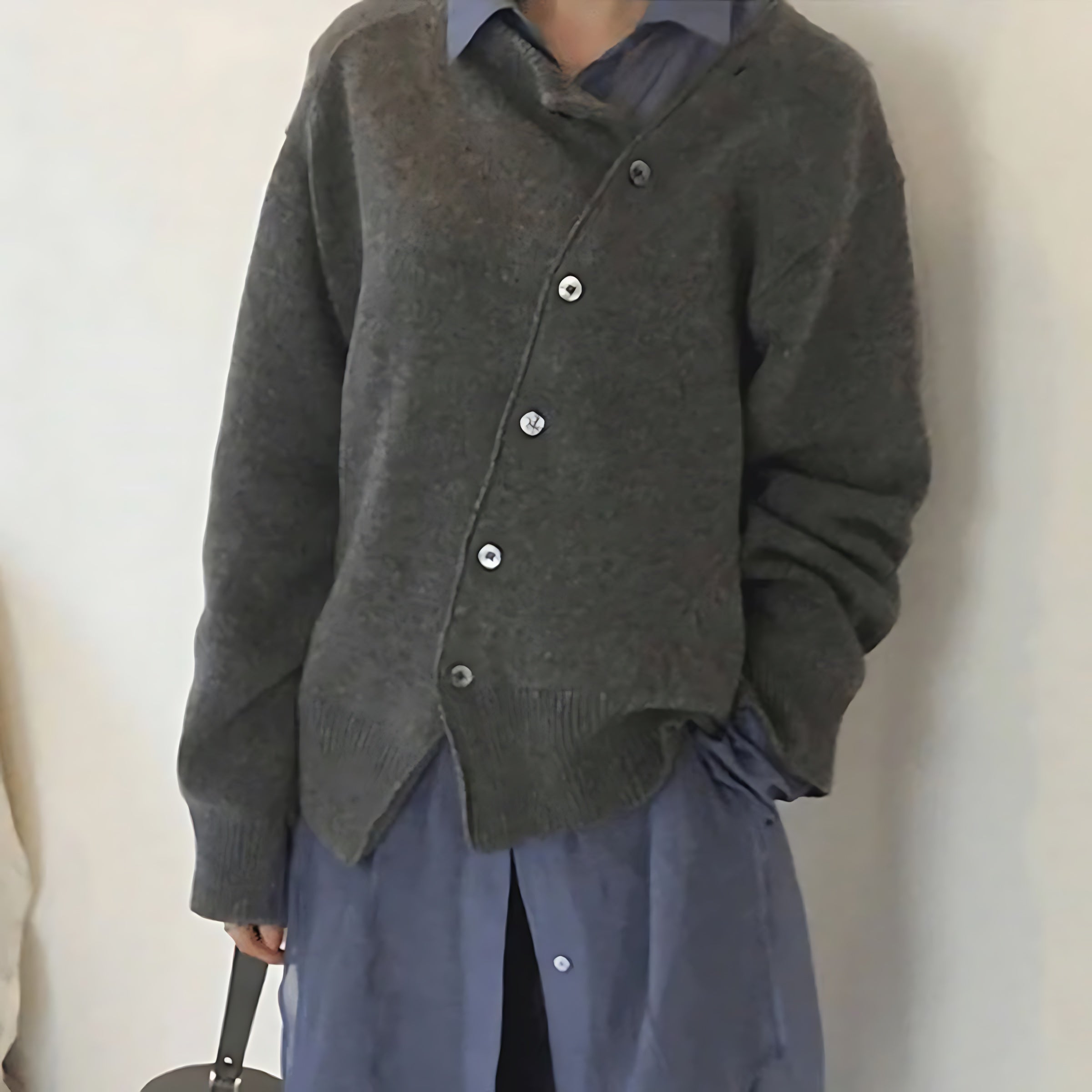 Amber – Oversized V Neck Button Up Cardigan