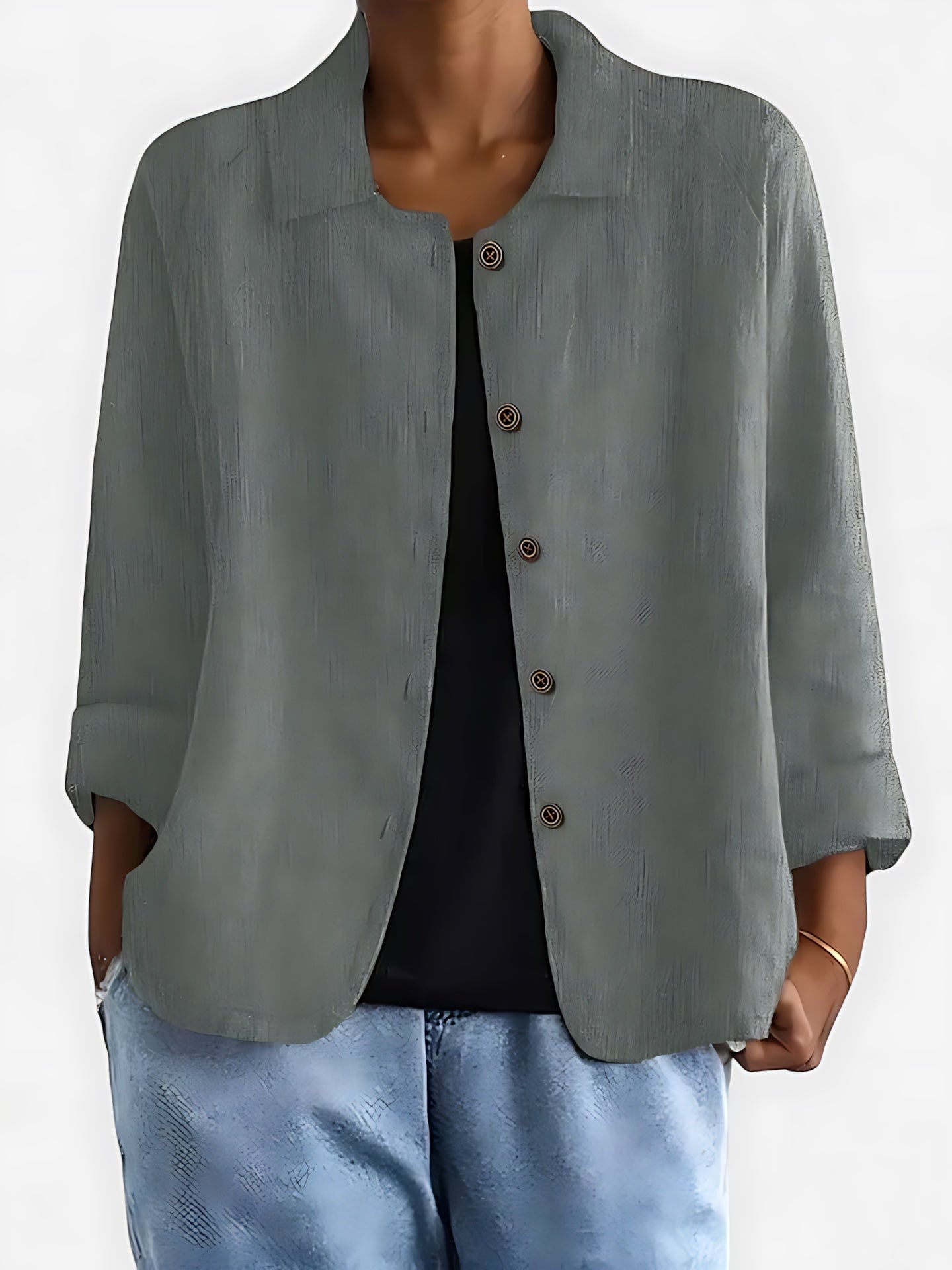 Amber – Relaxed Fit Collared Button Up Shirt