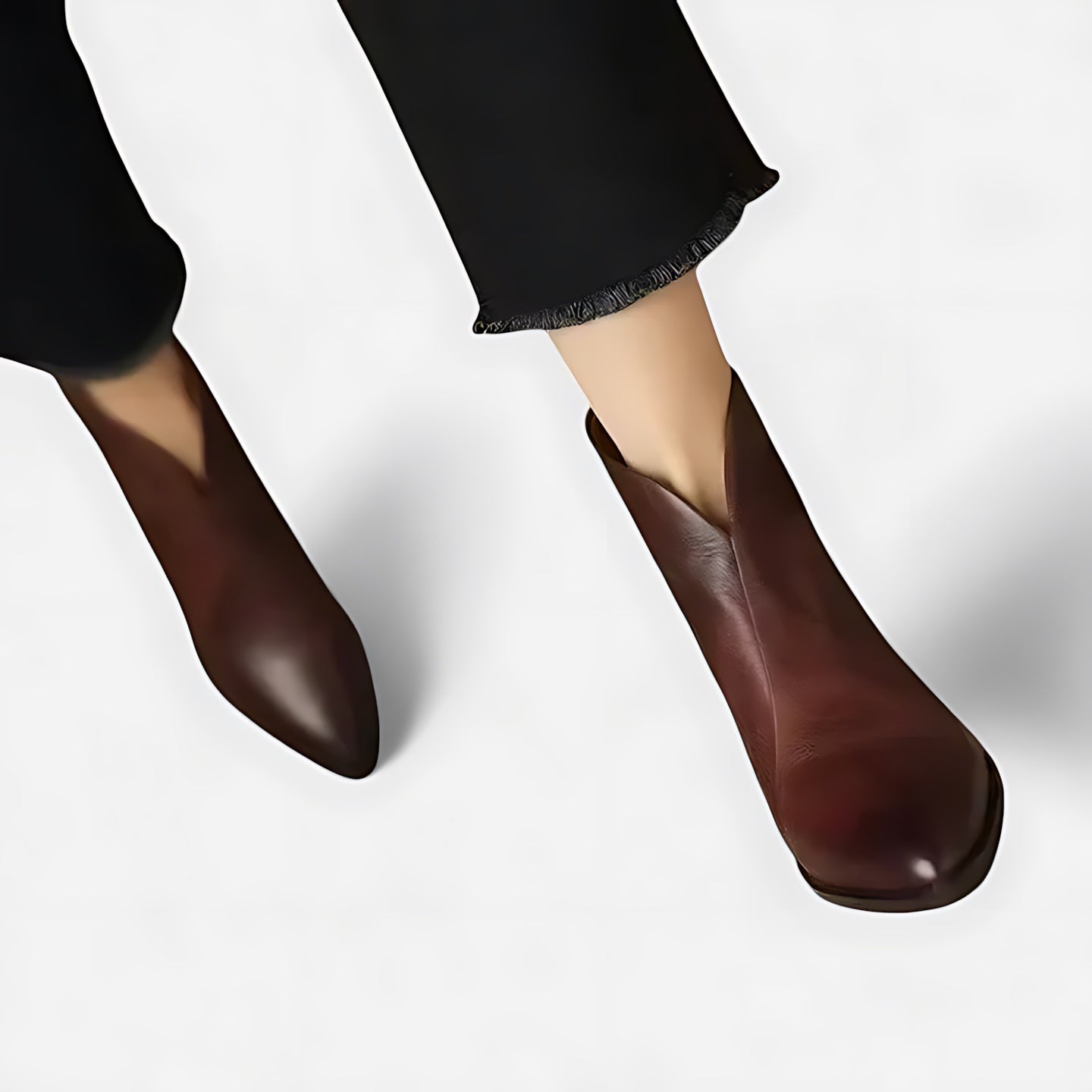 Amelia – Leather Round Toe Block Heel Ankle Boots