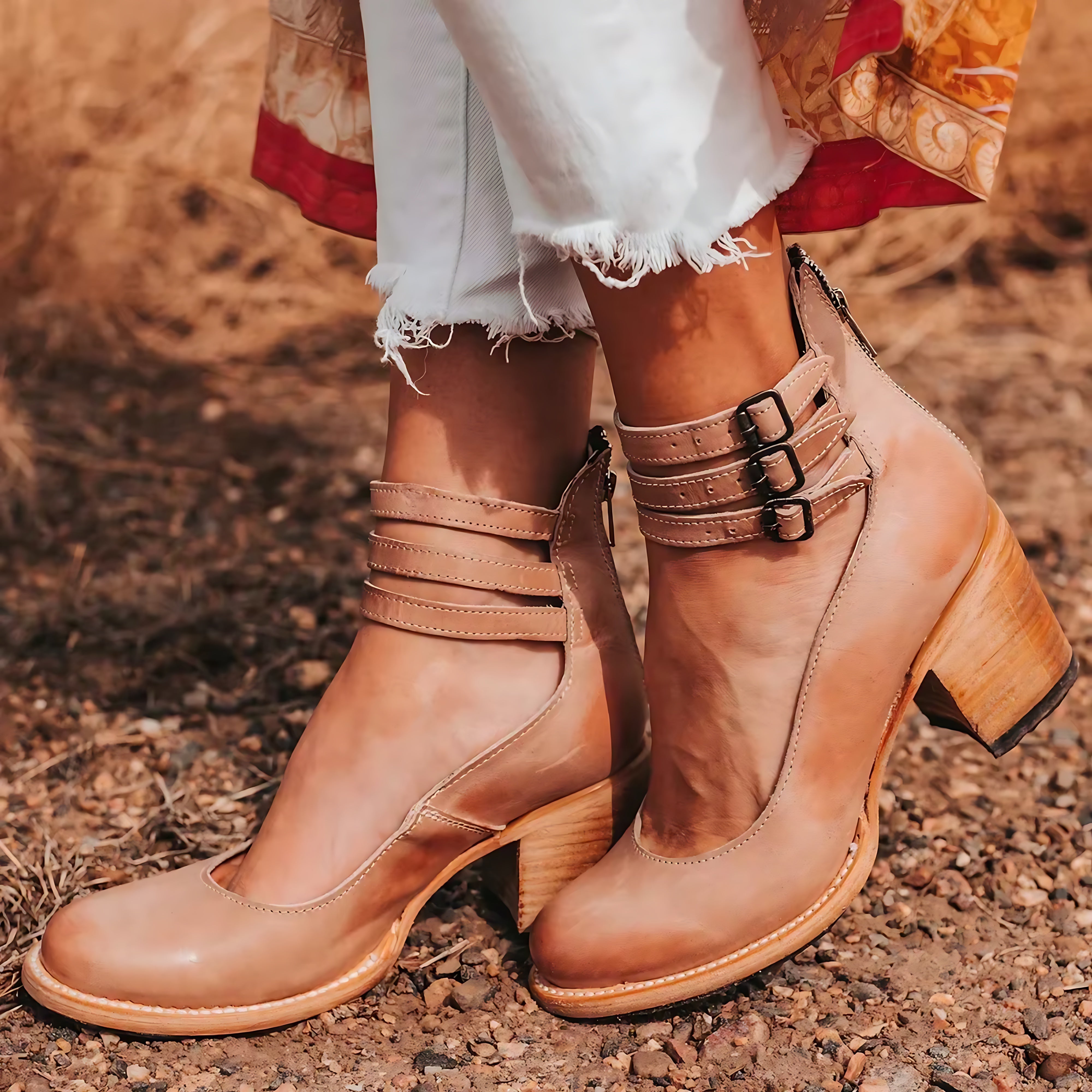Amelia – Patent Ankle Strap Block Heel Sandals