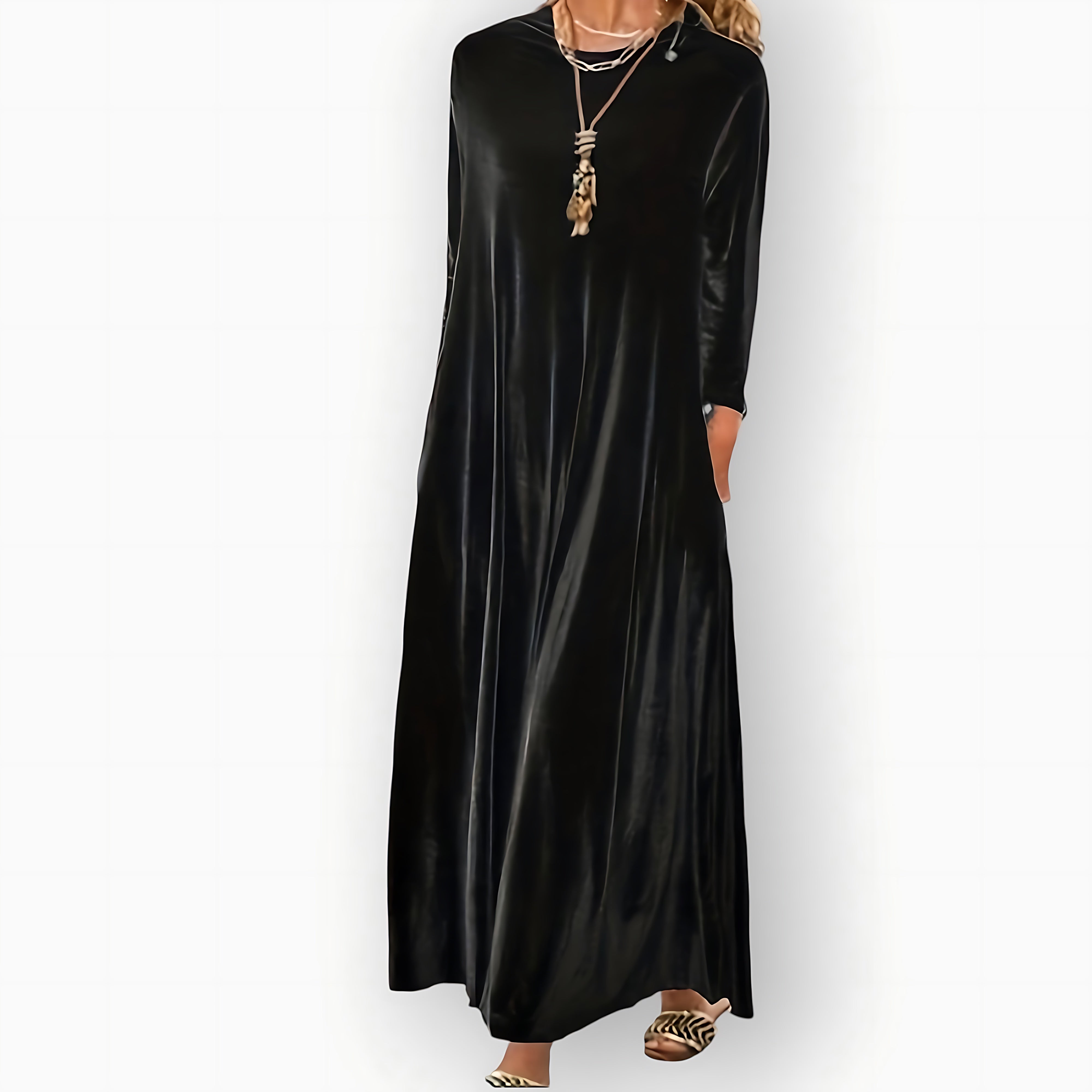 Amelia – Velvet Long Sleeve Evening Maxi Dress