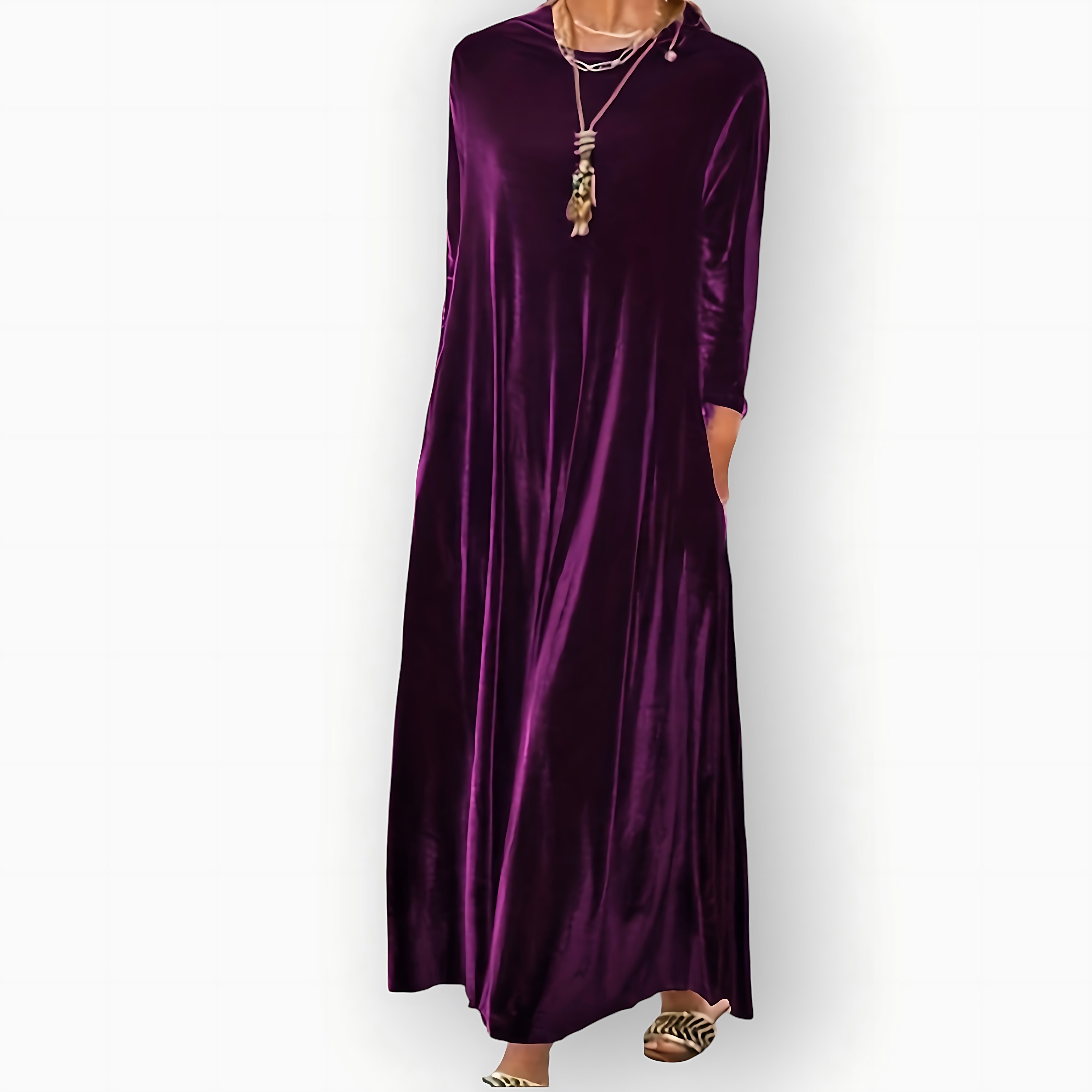 Amelia – Velvet Long Sleeve Evening Maxi Dress
