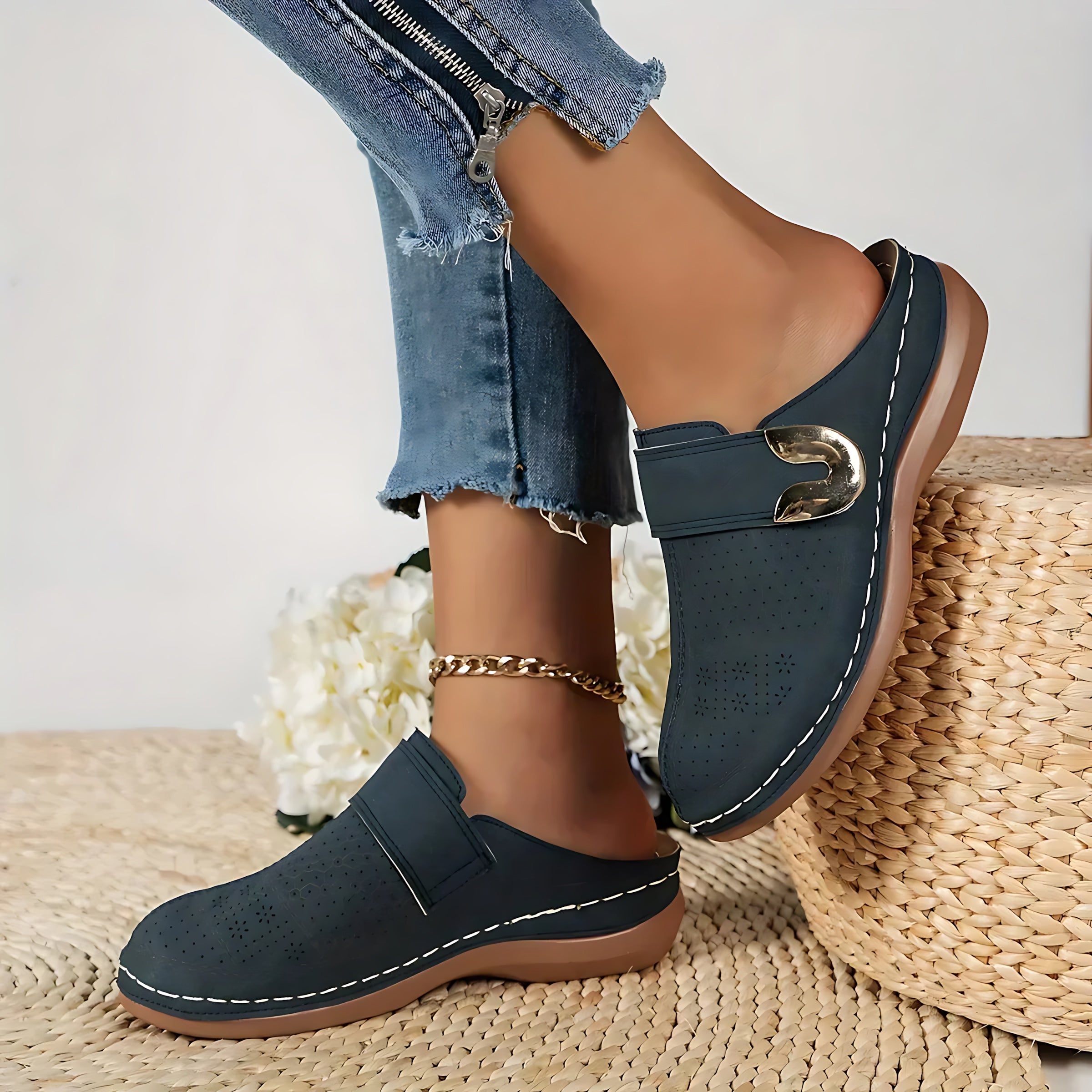 Andrea – Cutout Closed Toe Wedge Sandals